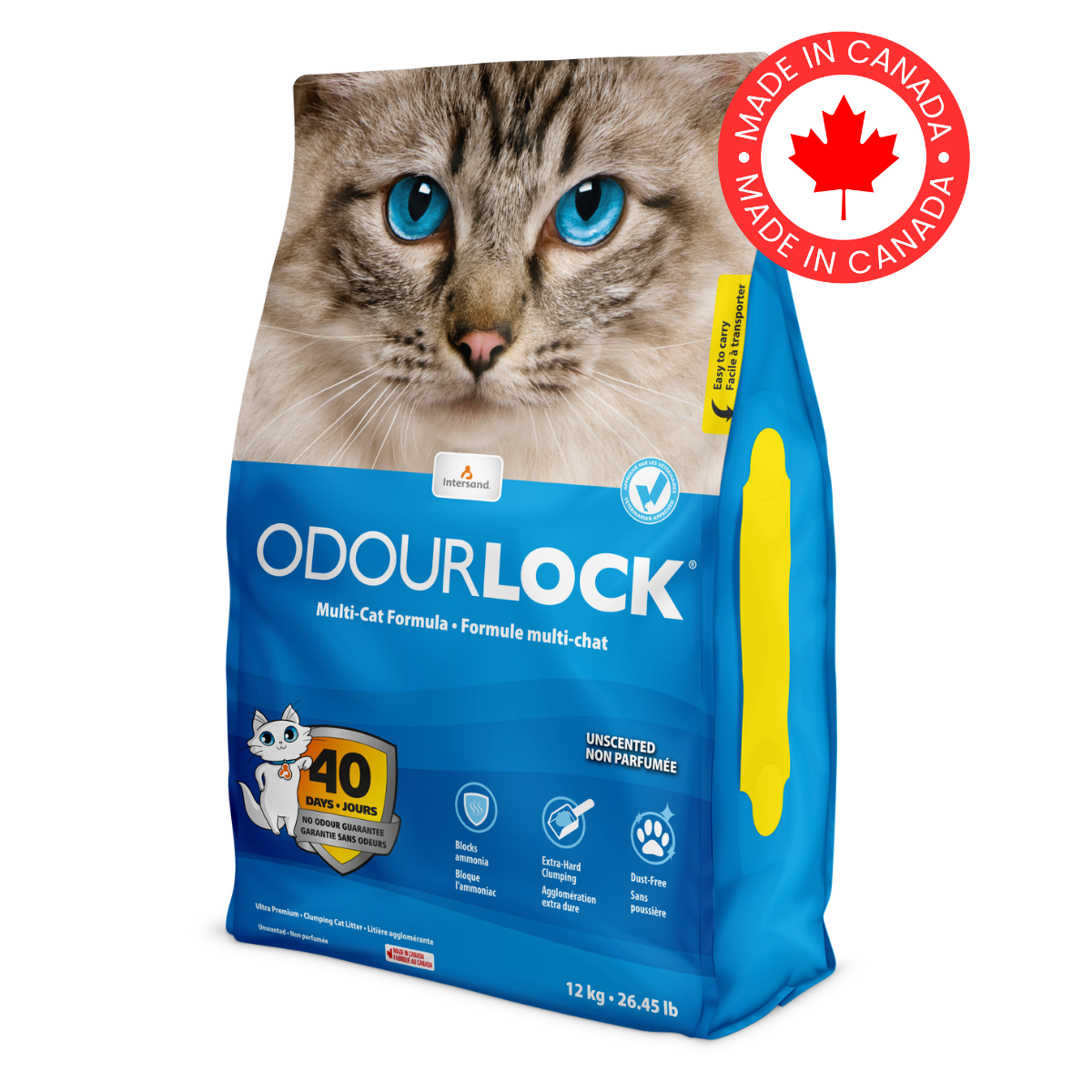 Arena OdourLock Sin Aroma para Gatos – Control de Olores 40 Días | INTERSAND