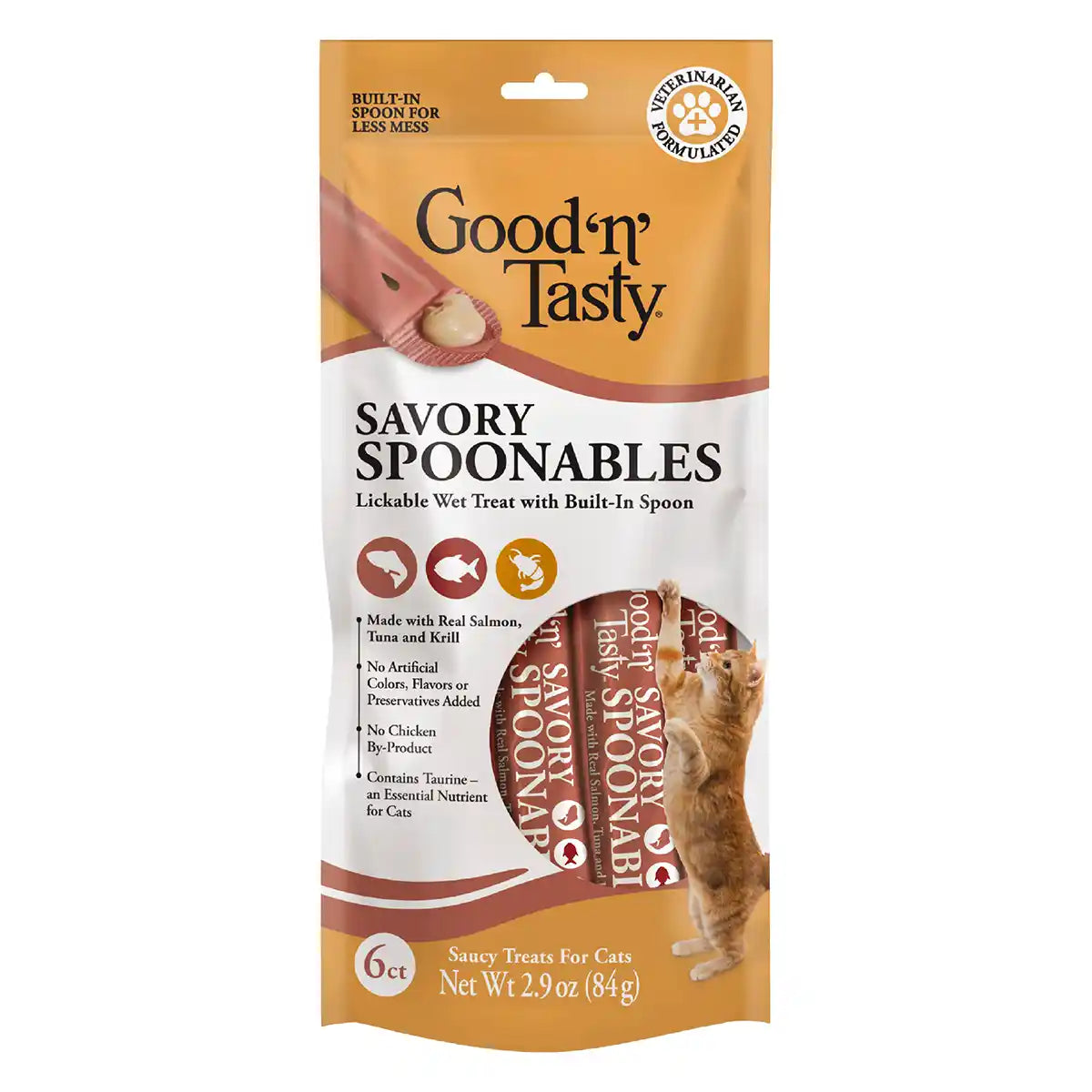 Spoonables Lamibles Good ‘n’ Tasty para Gato – Salmón, Atún y Krill | Snack Húmedo con Cucharita