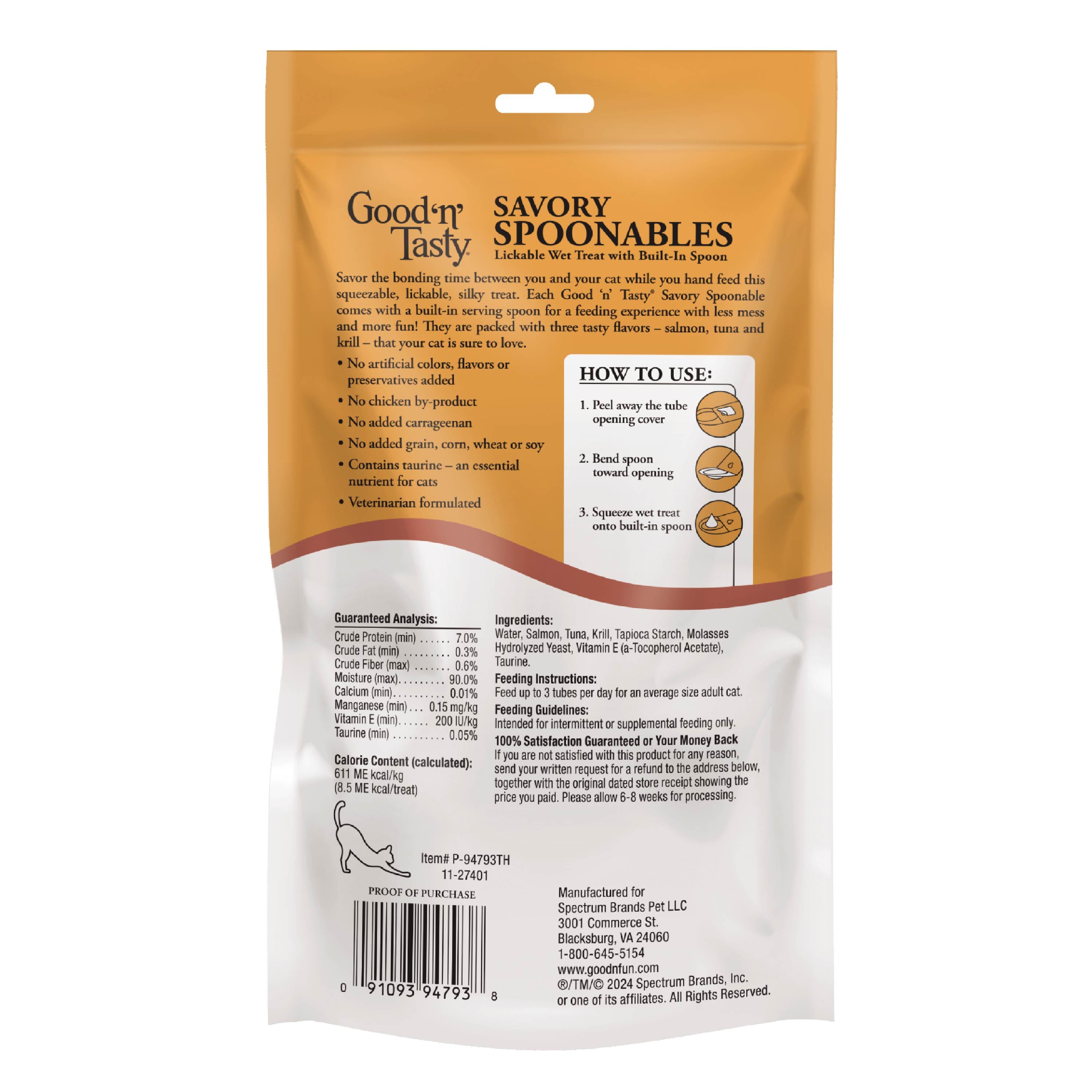 Spoonables Lamibles Good ‘n’ Tasty para Gato – Salmón, Atún y Krill | Snack Húmedo con Cucharita