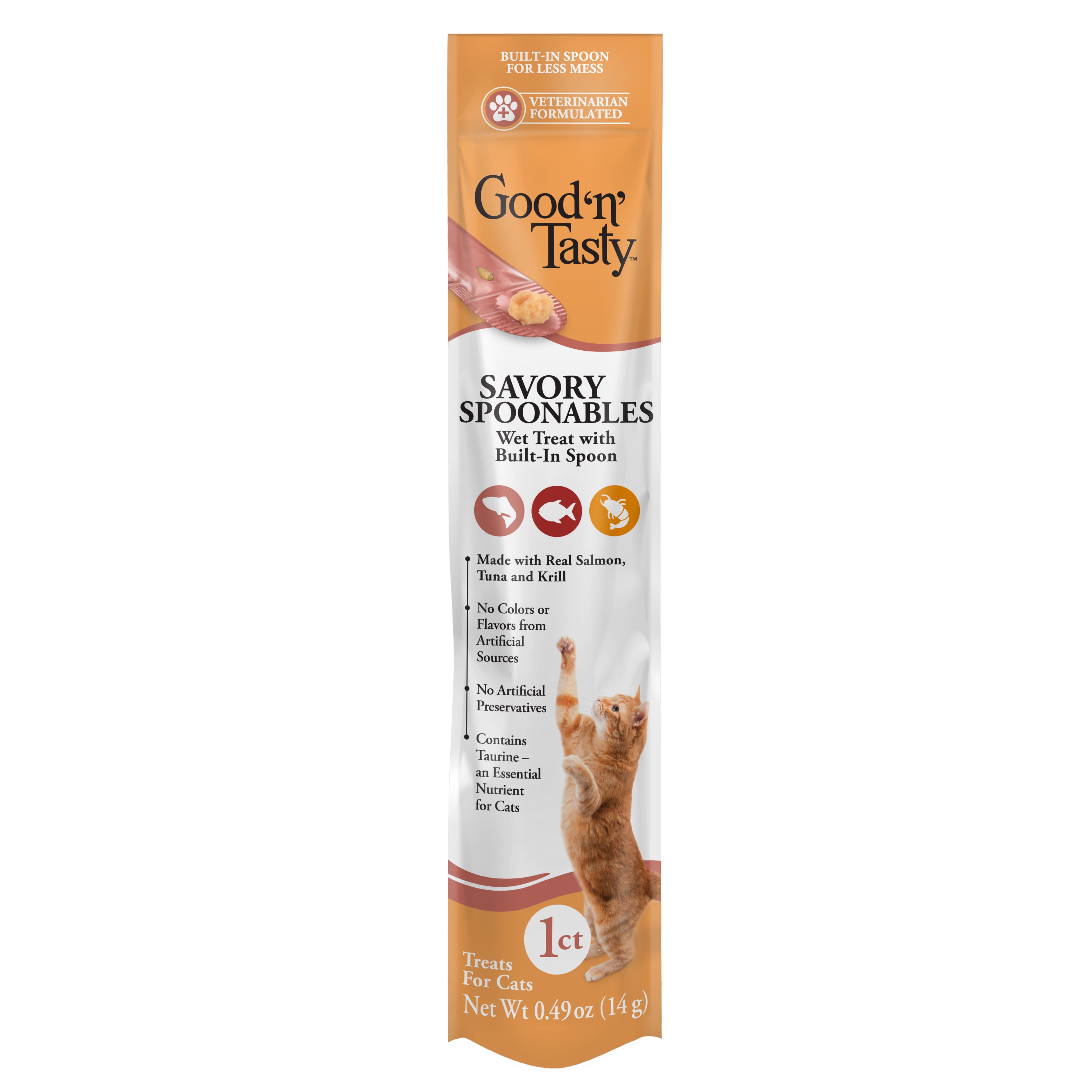 Spoonables Lamibles Good ‘n’ Tasty para Gato – Salmón, Atún y Krill | Snack Húmedo con Cucharita