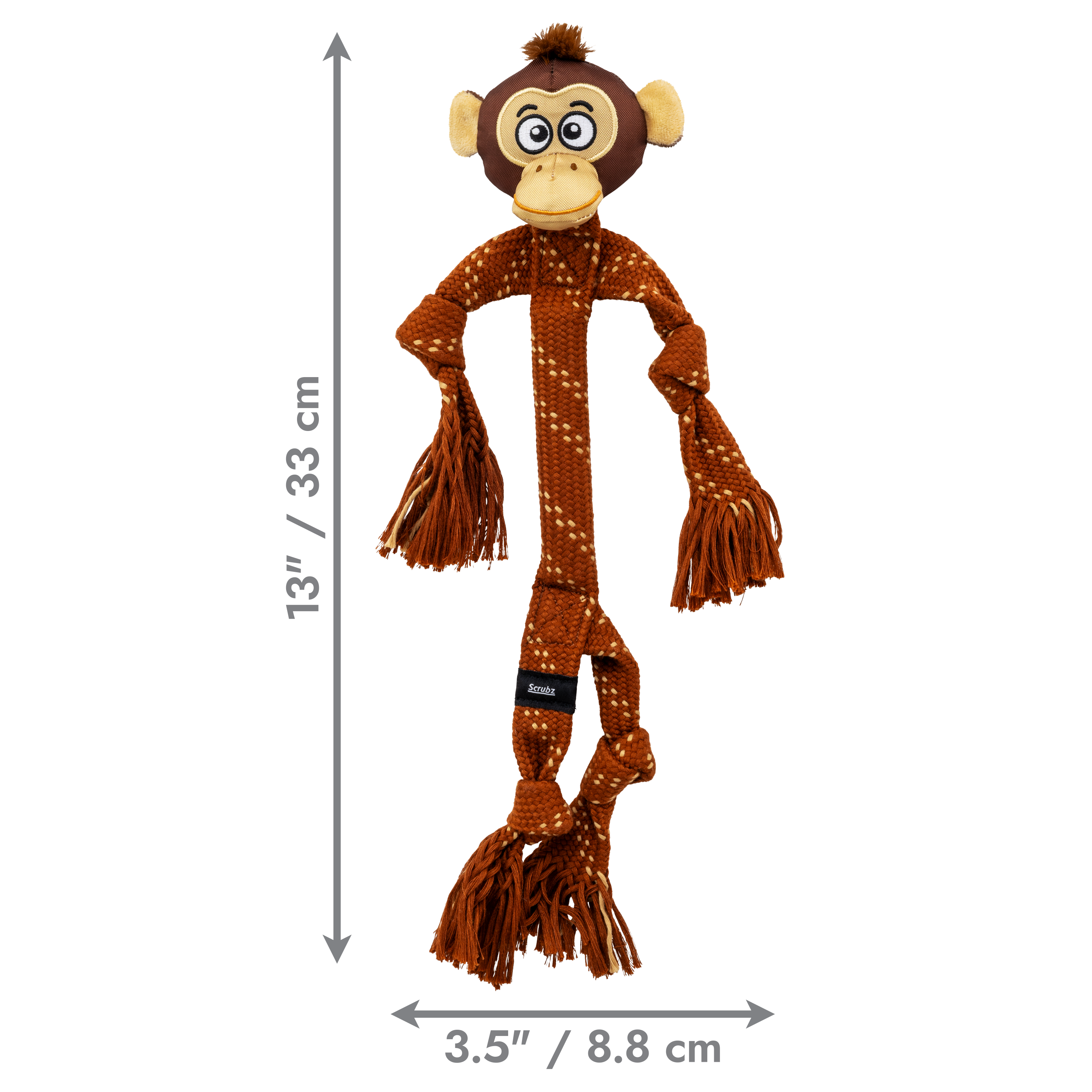 Medidas del KONG Scrubz Safari Monkey: 33 × 8.8 cm