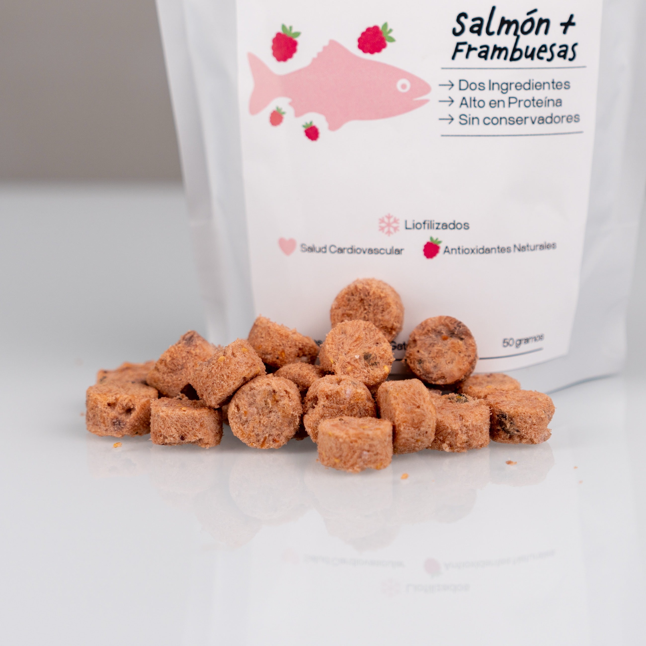 Salmón + Frambuesas Liofilizados — Omega-3 y Antioxidantes Naturales | Método Nardos™
