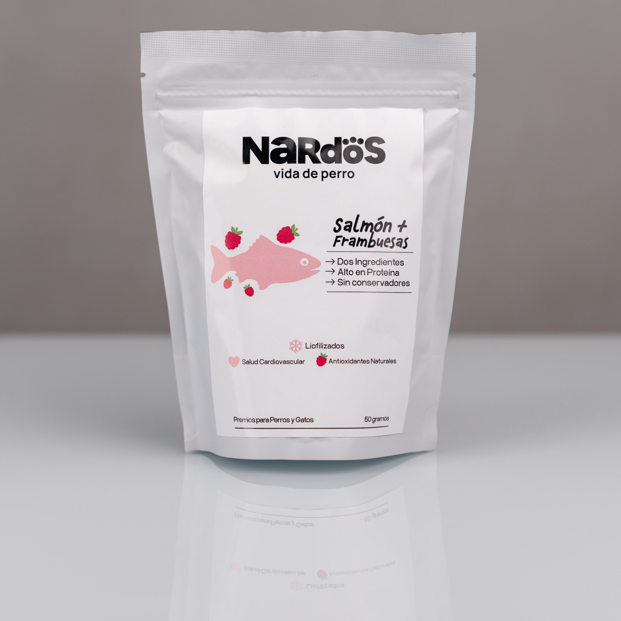 Salmón + Frambuesas Liofilizados — Omega-3 y Antioxidantes Naturales | Método Nardos™