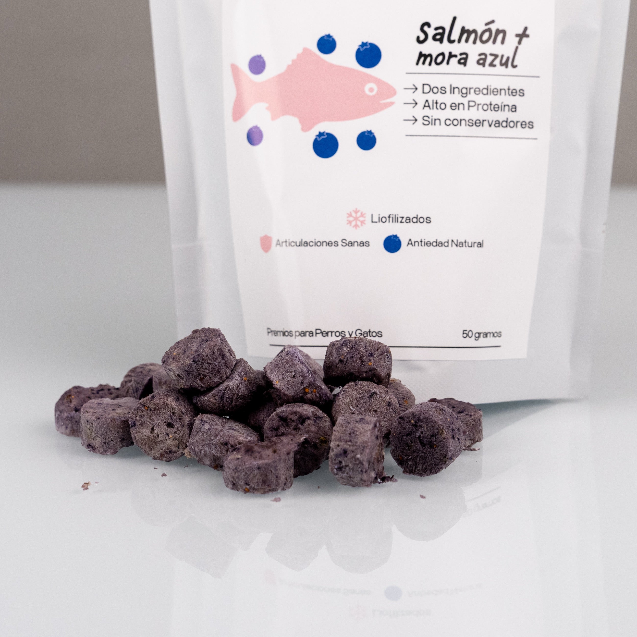 Salmón + Mora Azul Liofilizados — Movilidad y Antiedad para Perro Senior | Método Nardos™