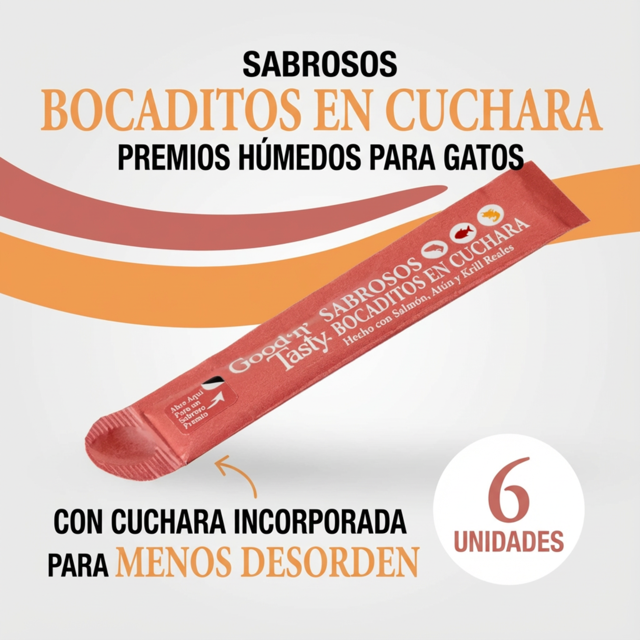 Spoonables Lamibles Good ‘n’ Tasty para Gato – Salmón, Atún y Krill | Snack Húmedo con Cucharita