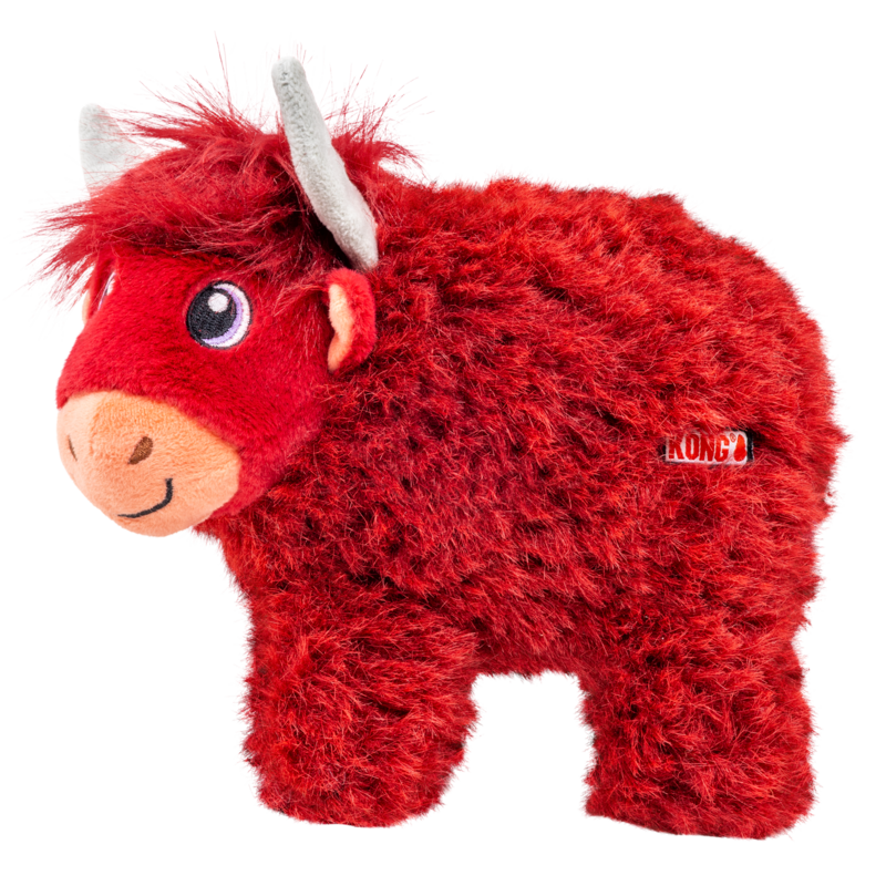 KONG Toughz Highland Cow vaca escocesa de peluche resistente para perros