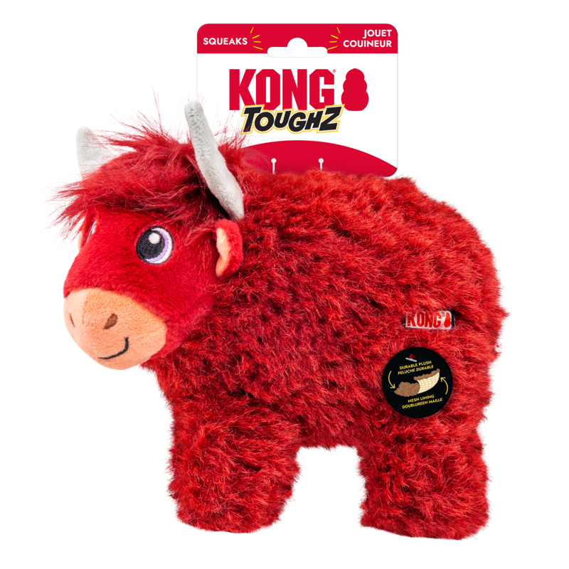KONG Toughz Highland Cow en su empaque