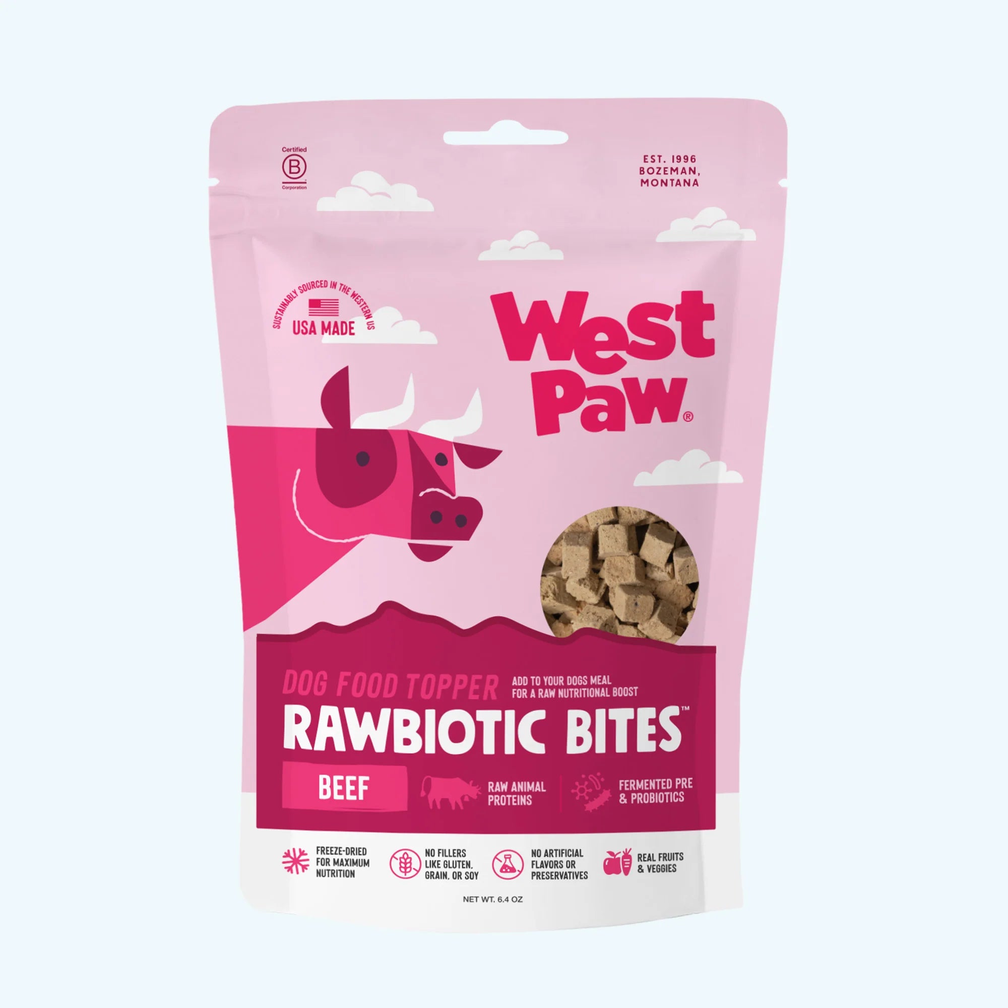 Rawbiotics Bites Topper Liofilizado de Res con Probióticos para Perros | West Paw