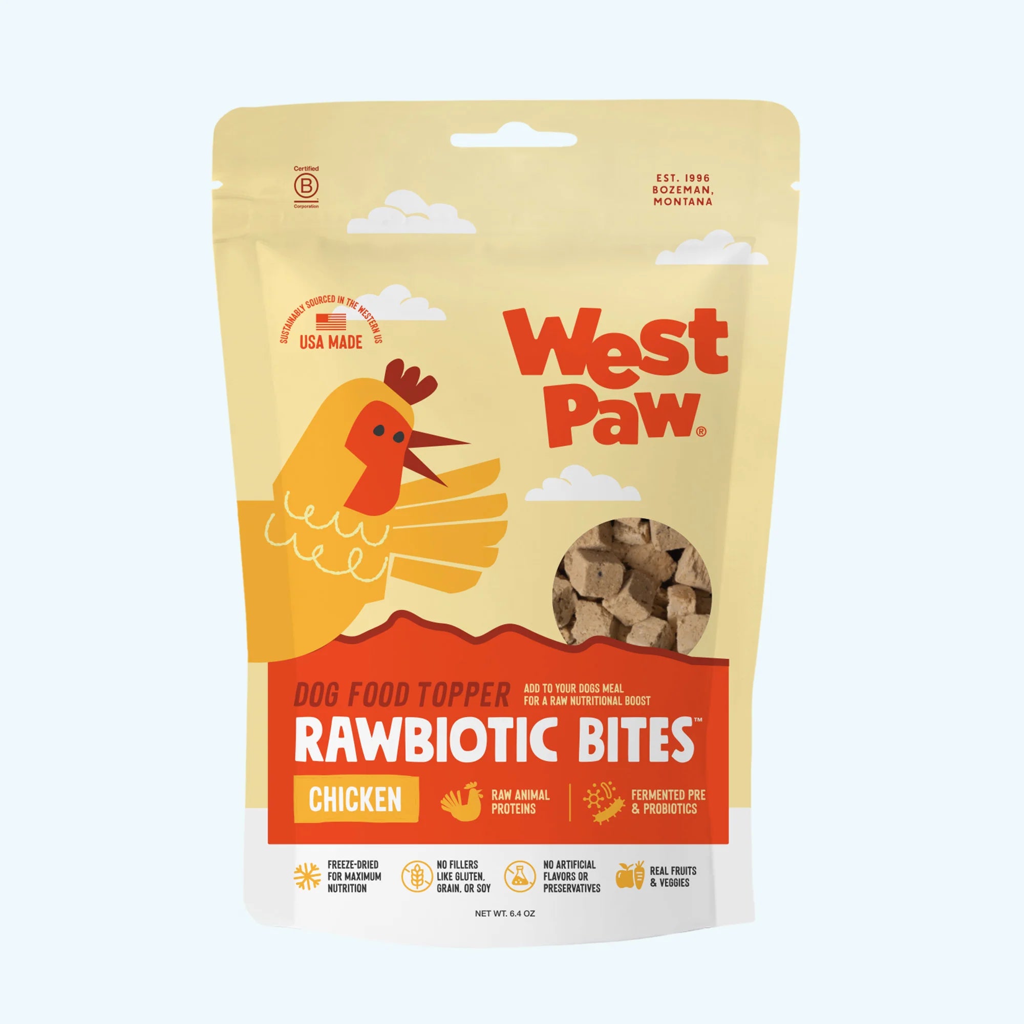 Rawbiotics Bites Topper Liofilizado de Pollo con Probióticos para Perros | West Paw