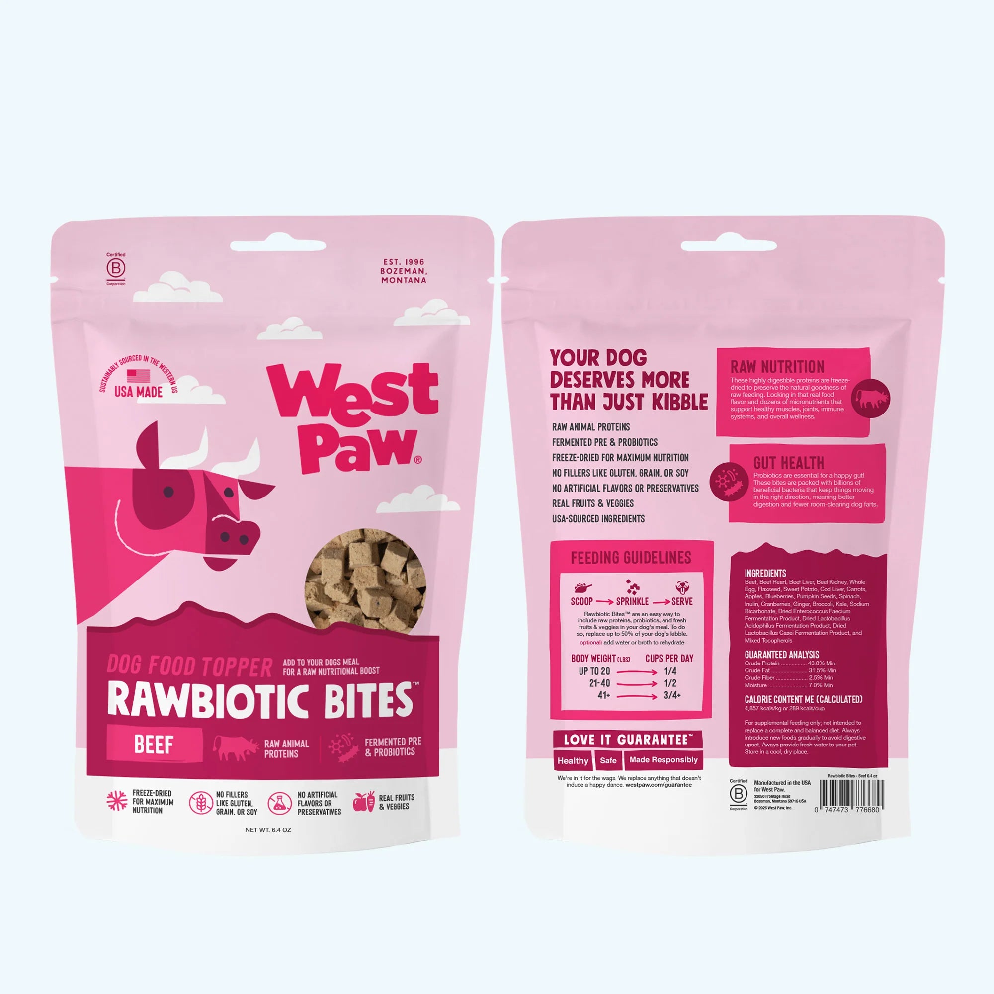 Rawbiotics Bites Topper Liofilizado de Res con Probióticos para Perros | West Paw