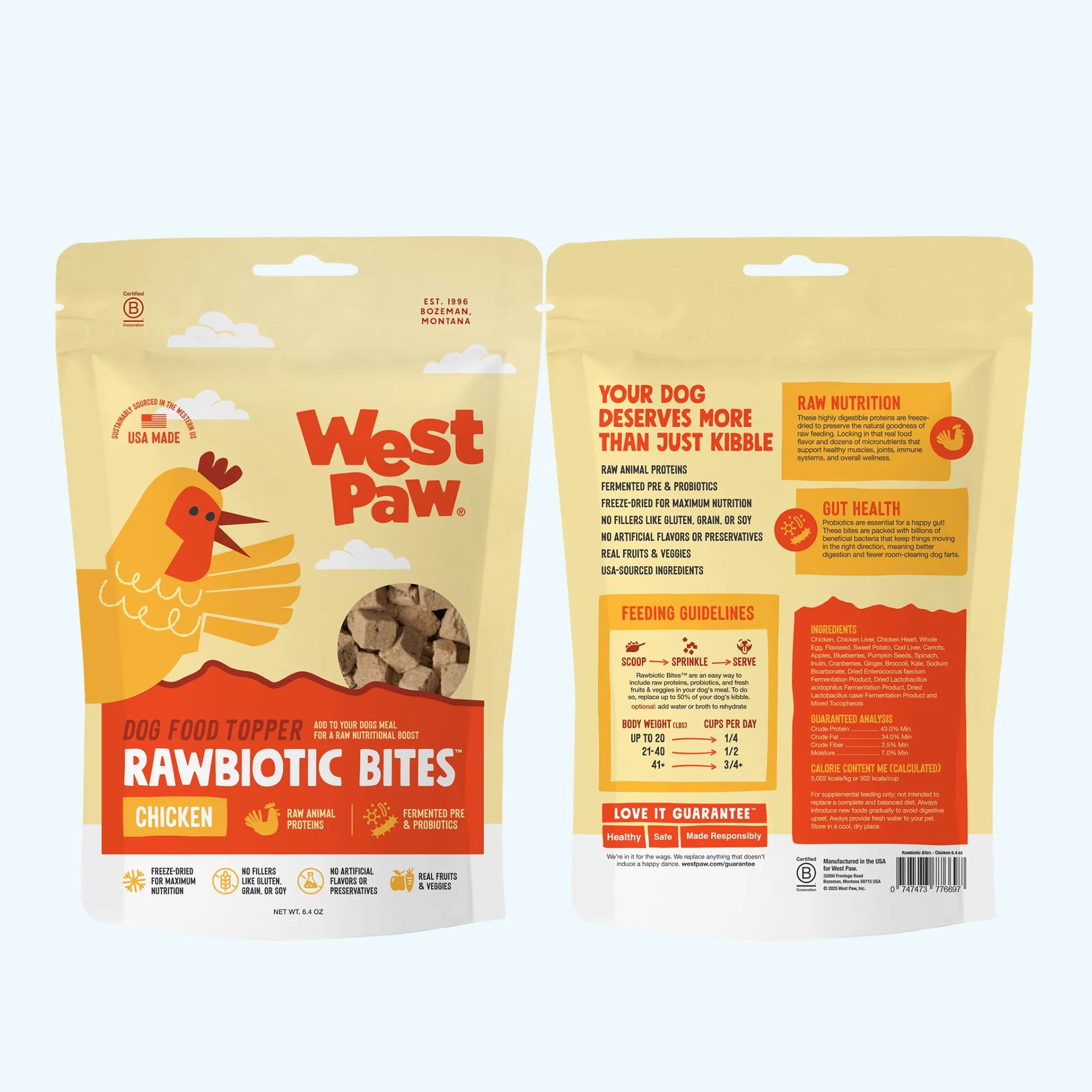 Rawbiotics Bites Topper Liofilizado de Pollo con Probióticos para Perros | West Paw