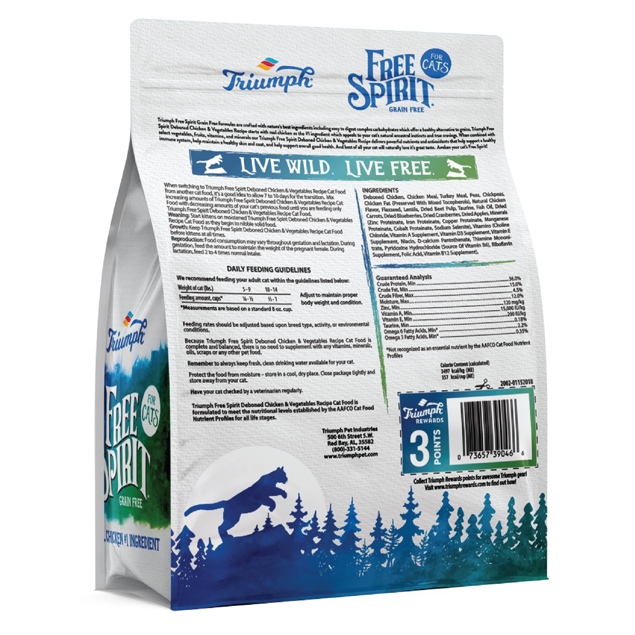Croquetas sin grano para gatos “Free Spirit” de Triumph – Pollo & Vegetales | Triumph
