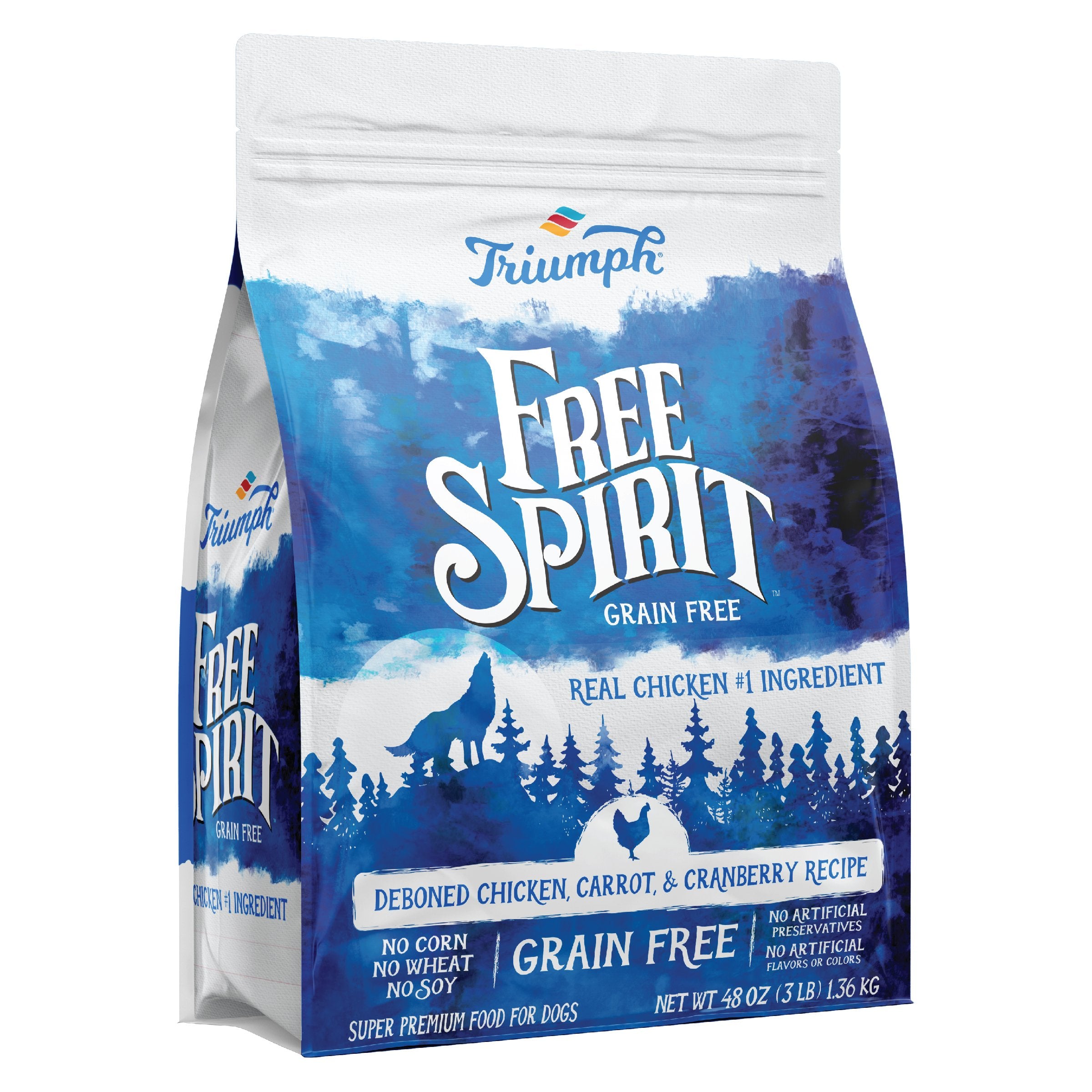 Croquetas sin grano para perros “Free Spirit” de Triumph – Pollo, Zanahoria & Arándano | Triumph