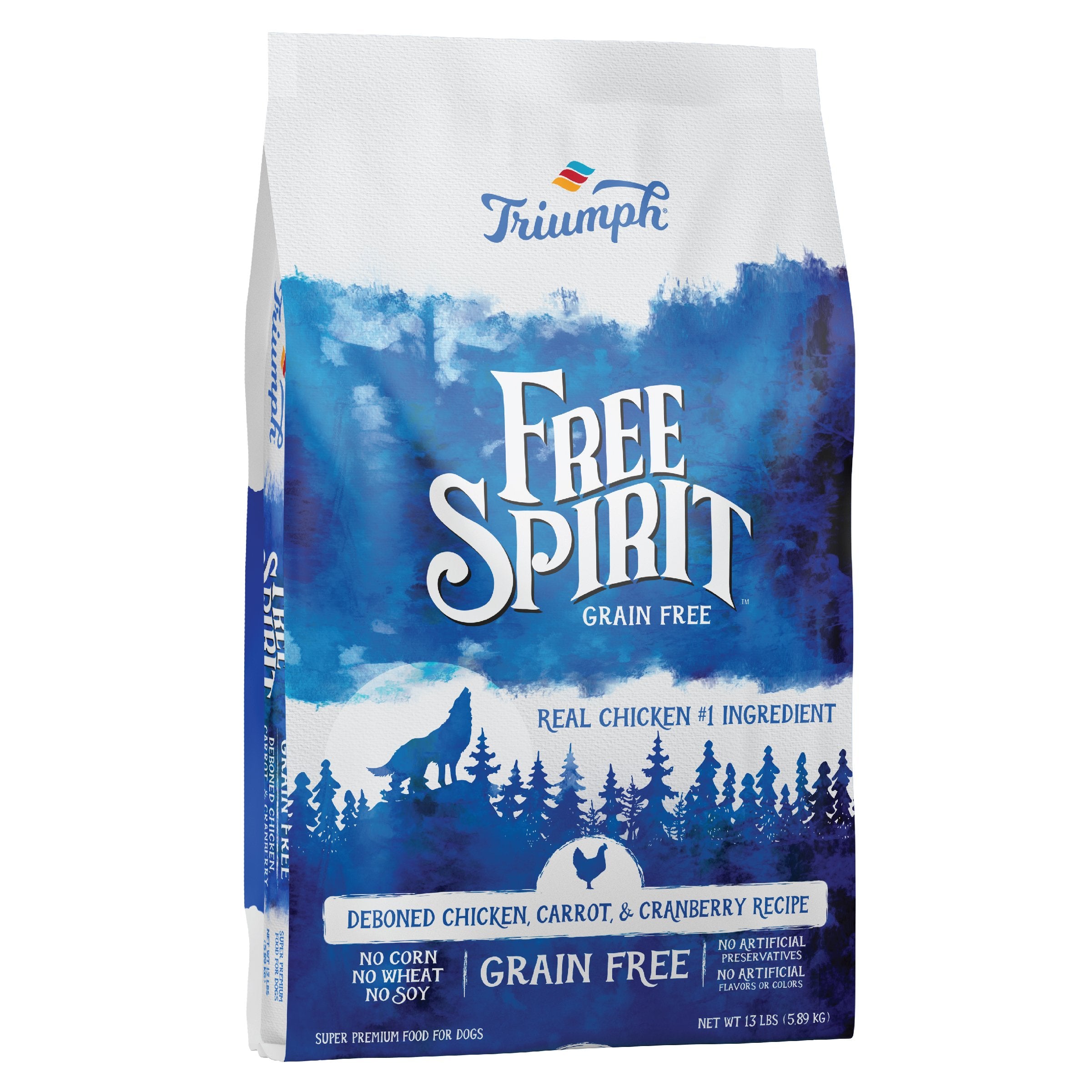 Croquetas sin grano para perros “Free Spirit” de Triumph – Pollo, Zanahoria & Arándano | Triumph