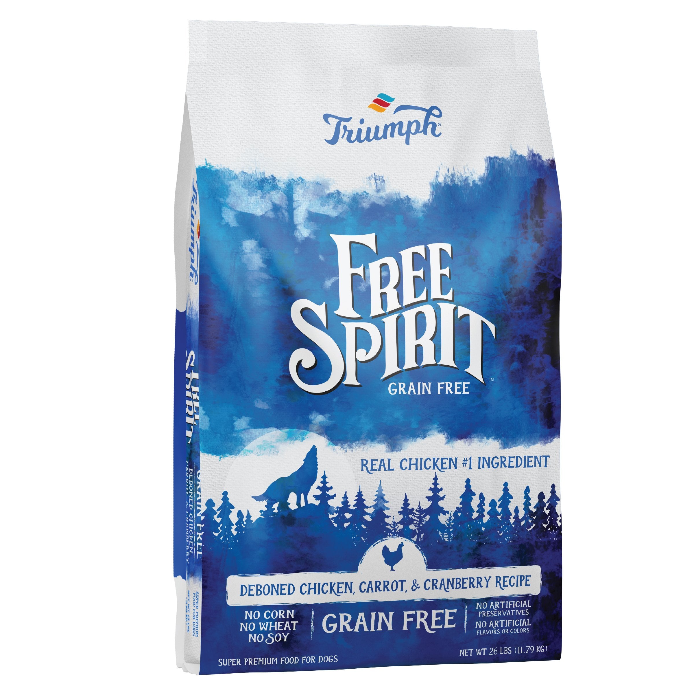 Croquetas sin grano para perros “Free Spirit” de Triumph – Pollo, Zanahoria & Arándano | Triumph