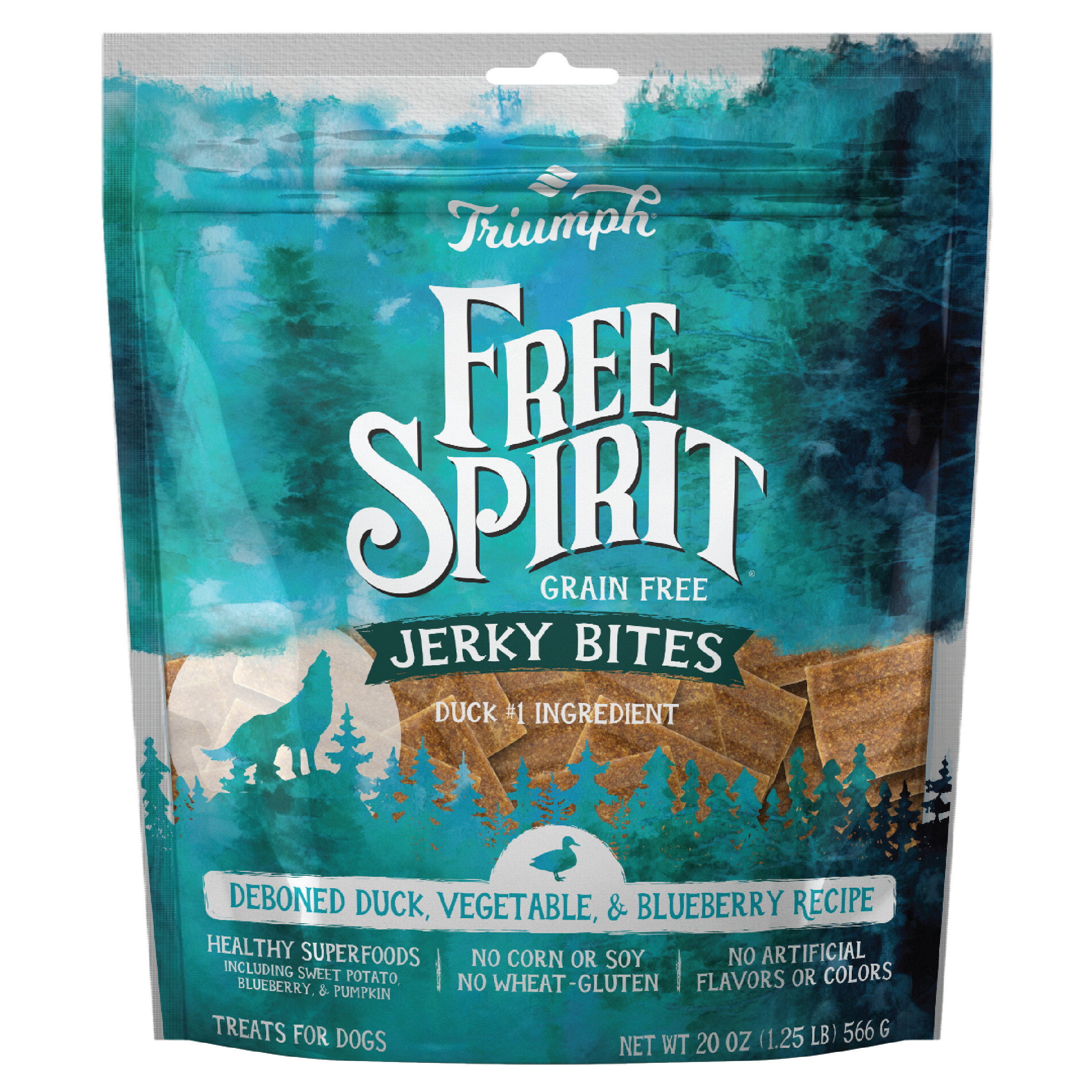 Premio tipo Jerky sin grano “Free Spirit” – Pato, Vegetales & Arándano | Triumph