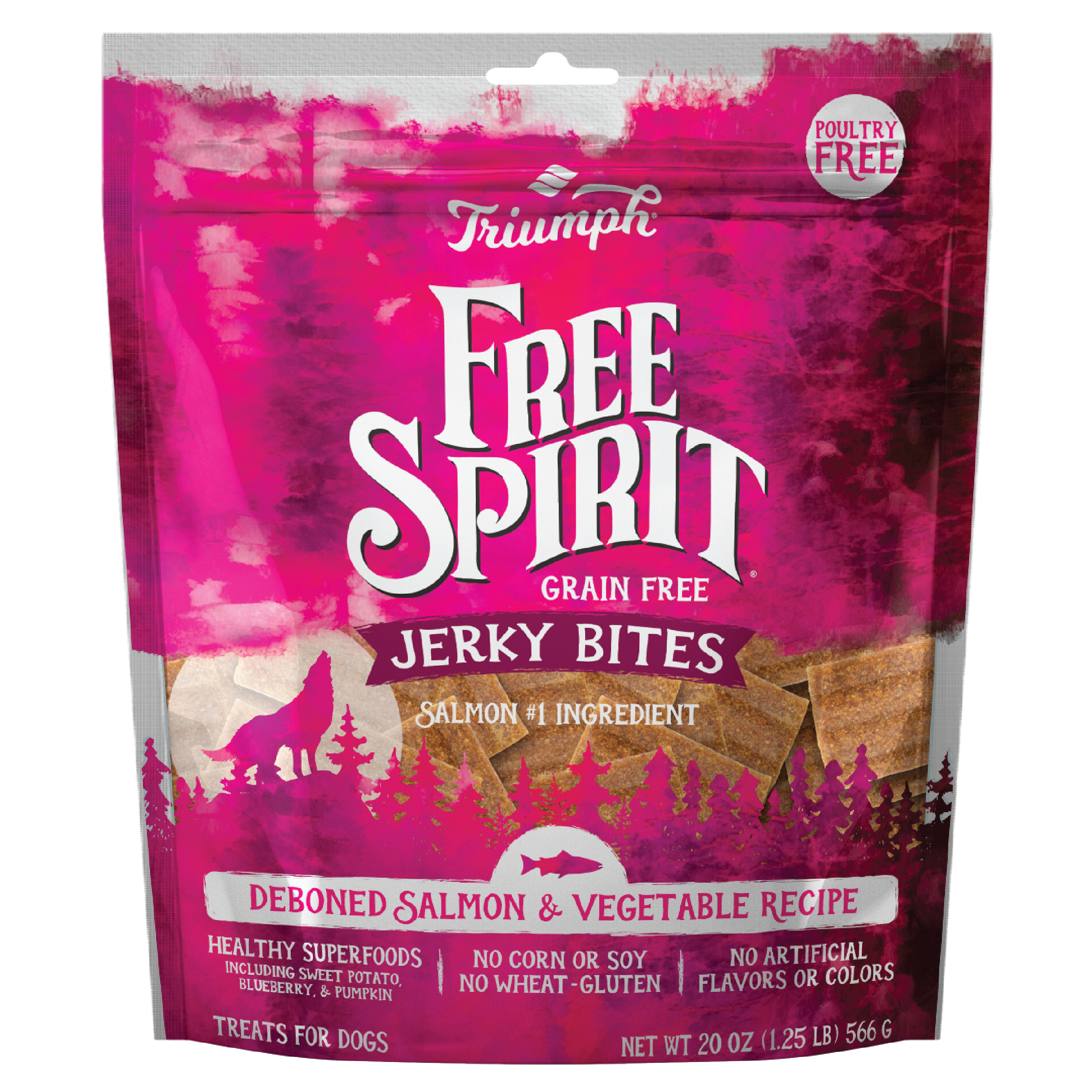 Premio tipo Jerky sin grano “Free Spirit” – Salmón & Vegetales | Triumph