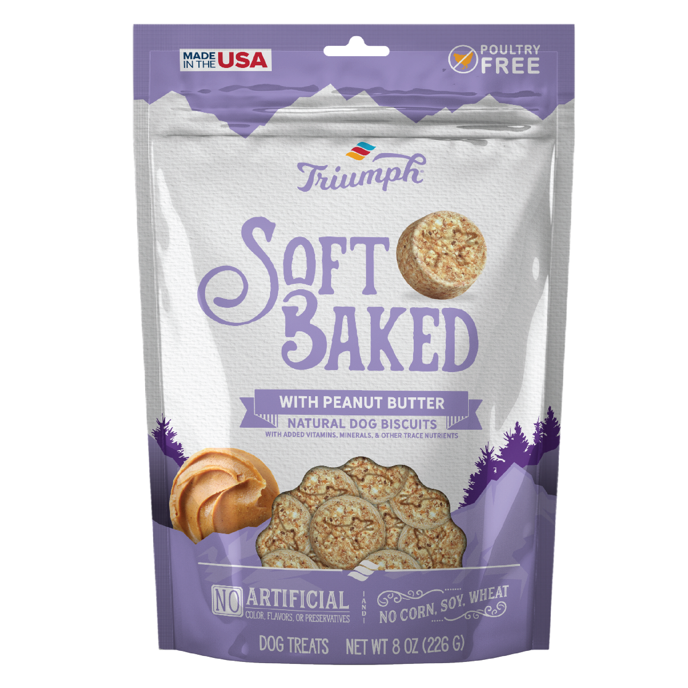 Premio suave horneado sin granos para perros “Soft Baked” – Mantequilla de Cacahuate | Triumph
