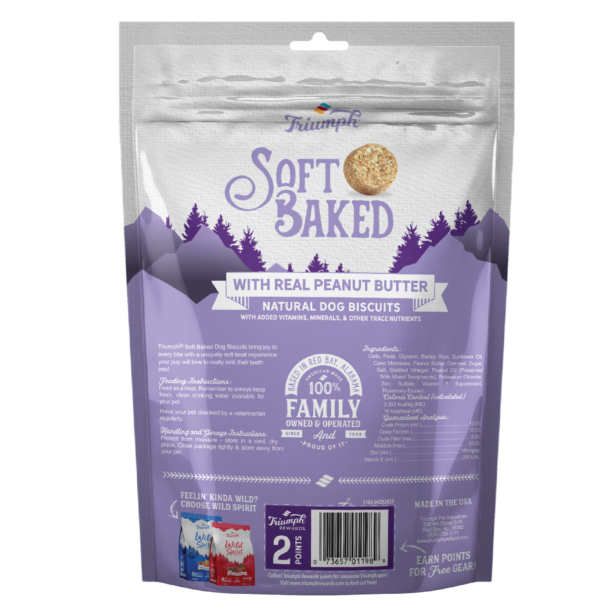 Premio suave horneado sin granos para perros “Soft Baked” – Mantequilla de Cacahuate | Triumph