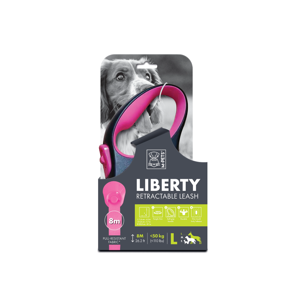 Correa Retráctil LIBERTY Rosa para Perro | M-PETS®
