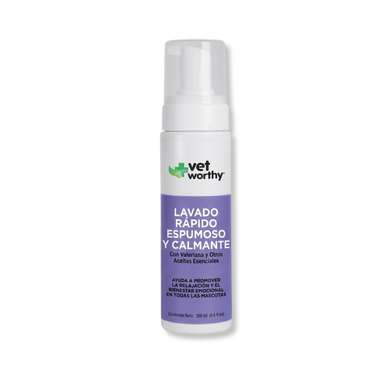 Espuma Limpiadora sin Enjuague Calmante de Vet Worthy® – Con Valeriana para Perros y Gatos