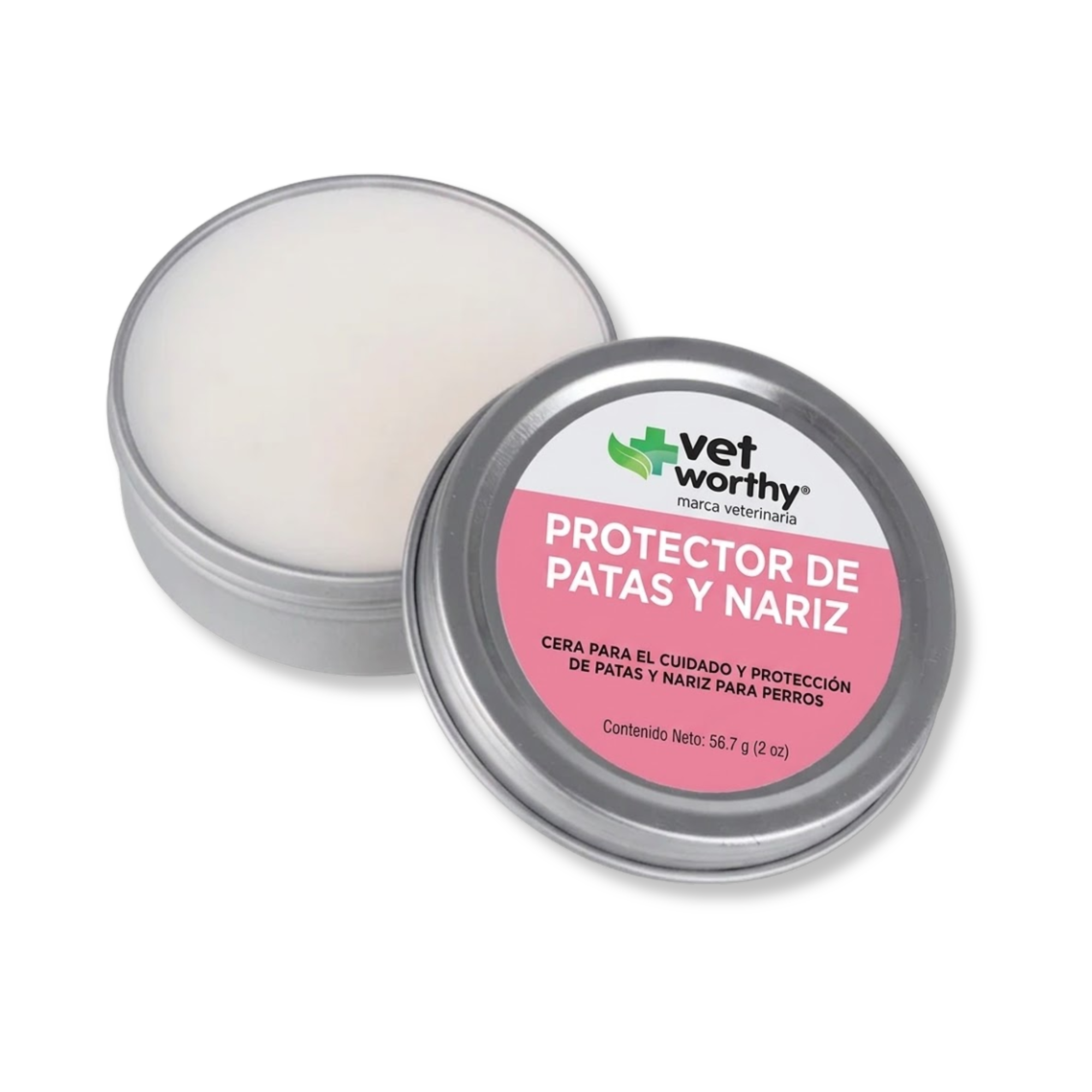 Protector de Patas y Nariz de Vet Worthy® – lata abierta con bálsamo de cera de 56.7 g
