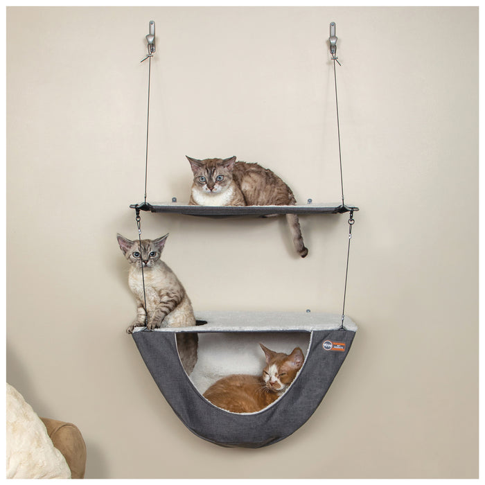 Cama de Pared con Hamaca para Gato Double Shelf - Gris (Gray) | K&H