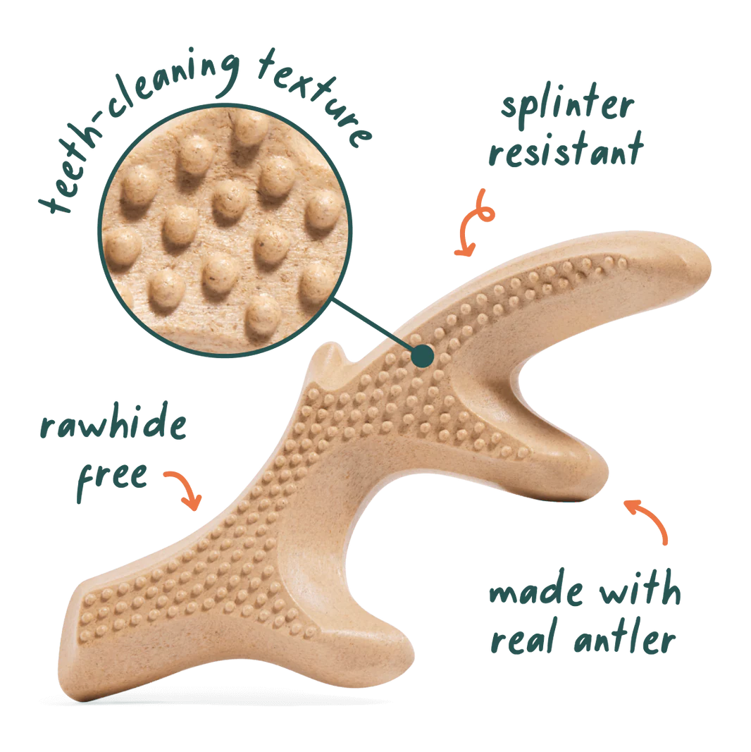 Hueso HonestChew Antler para Perros | Mordedera de Larga Duración para Perros Fuertes - Woof®