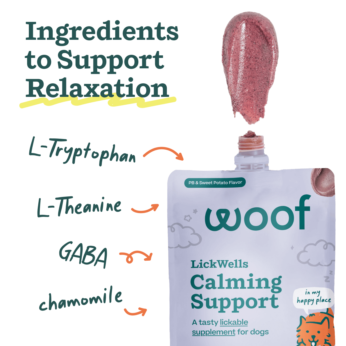LickWells Calming Support | Suplemento Calmante Untable para Perros - Woof