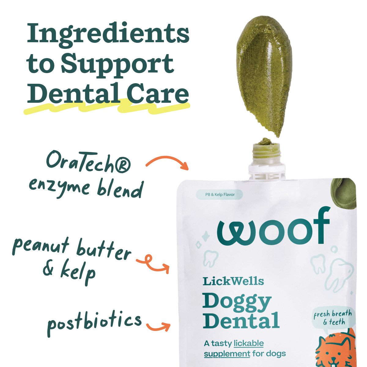 LickWells Doggy Dental | Suplemento Dental Untable para Perros - Woof
