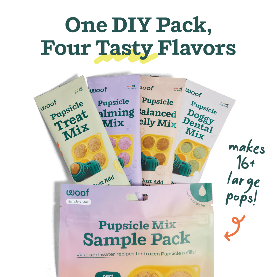 Pupsicle Pops Muestra de 4 Sabores Funcionales para Perros | Mezcla Casera para The Pupsicle - Woof