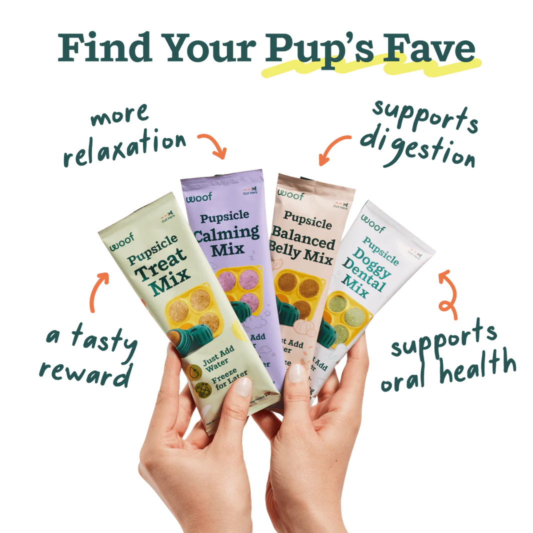 Pupsicle Pops Muestra de 4 Sabores Funcionales para Perros | Mezcla Casera para The Pupsicle - Woof