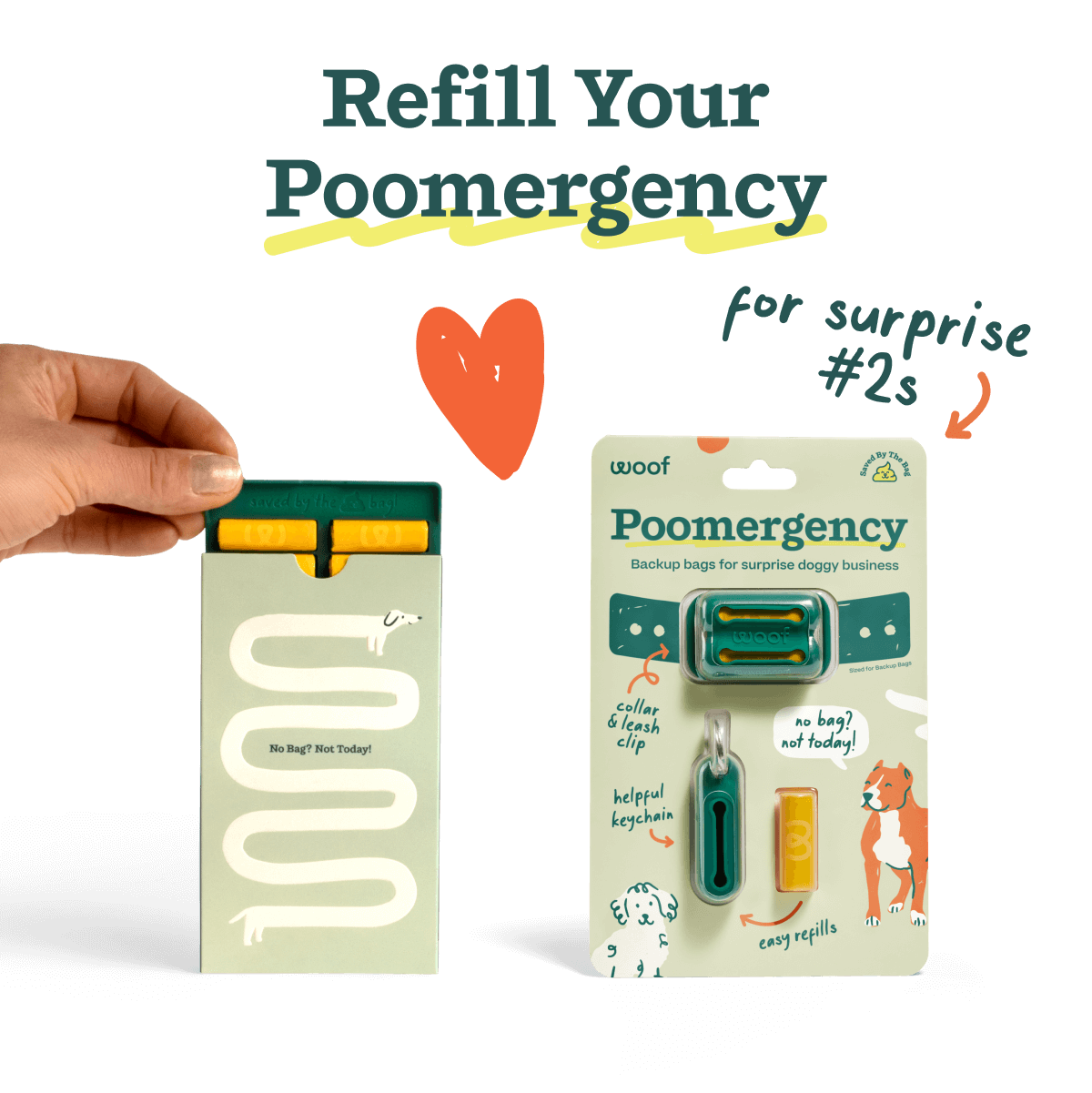 Poomergency Recargas | 30 Bolsas de Emergencia de Repuesto para Popó - Woof