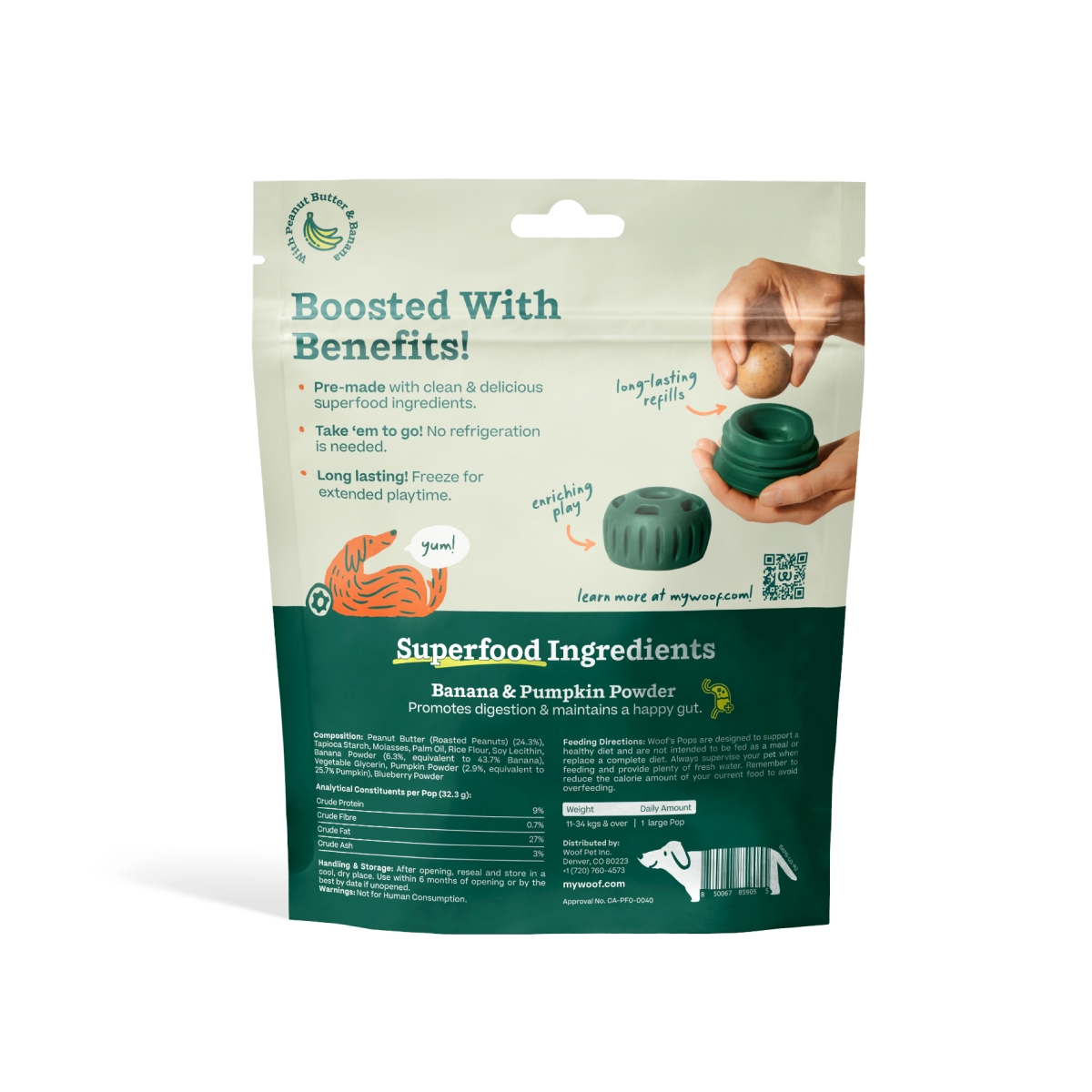 Pupsicle Pops de Mantequilla de Maní y Plátano para Perros | Premios Vegetarianos para The Pupsicle - Woof®