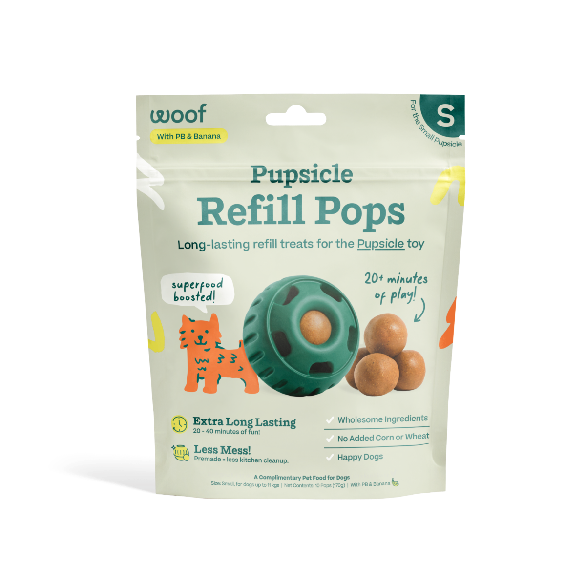 Pupsicle Pops de Mantequilla de Maní y Plátano para Perros | Premios Vegetarianos para The Pupsicle - Woof®
