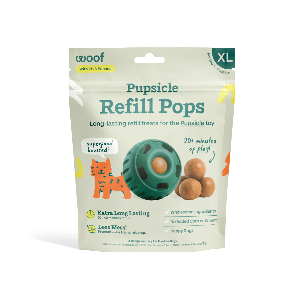 Pupsicle Pops de Mantequilla de Maní y Plátano para Perros | Premios Vegetarianos para The Pupsicle - Woof®