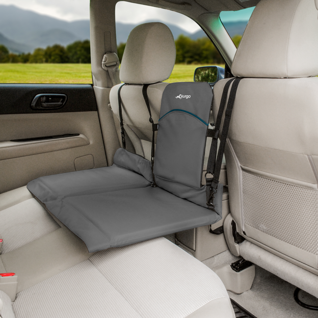Barrera, Puente y Extensor de Asiento Trasero para Perros - Gris Heather/Negro (Heather Grey/Black) | Kurgo®