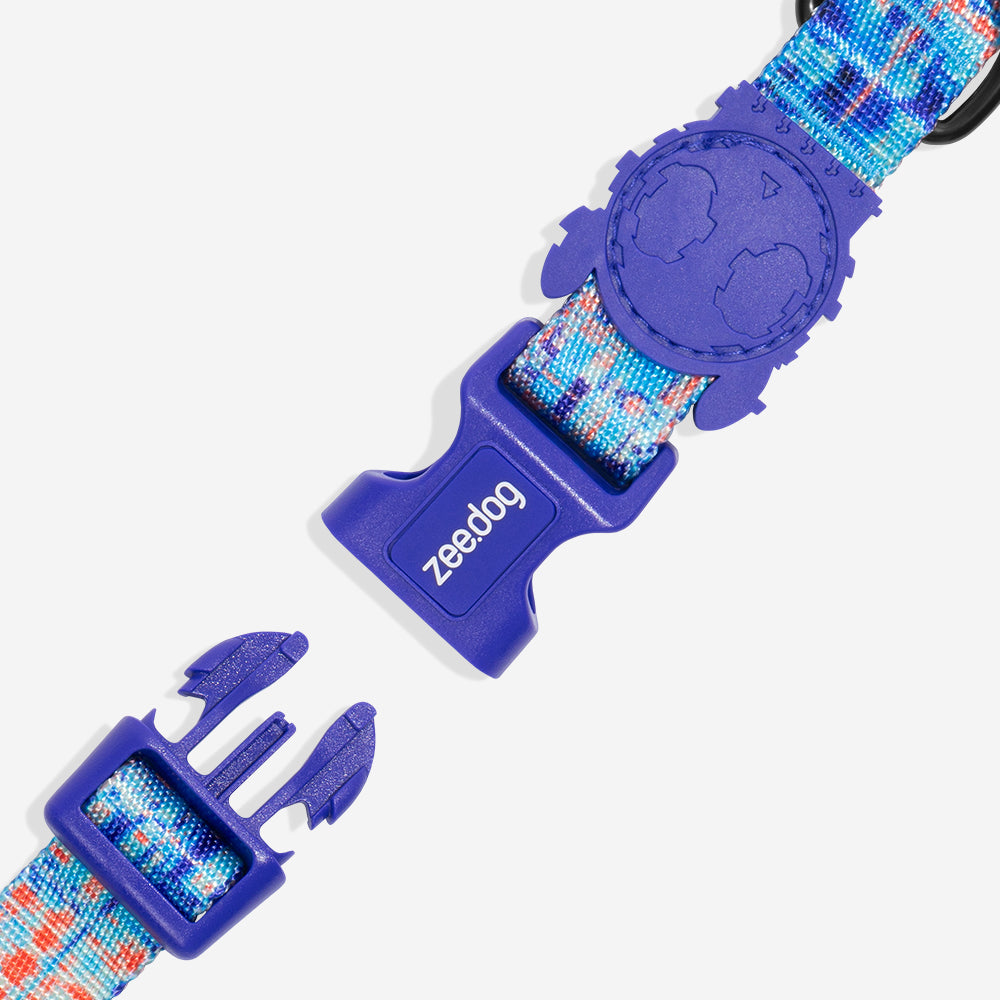 Collar para Perros Error #404 - Colección Glitch - Azul con Rojo (Glitch Blue/Red) | Zee.Dog