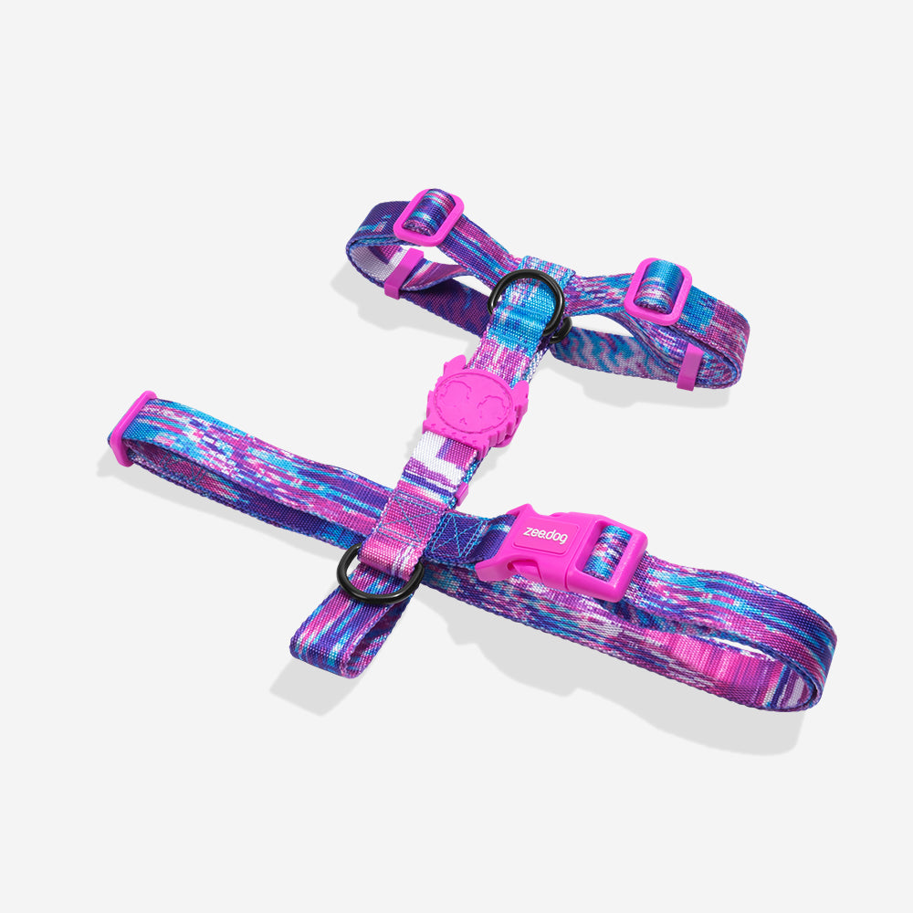 Arnés Tipo H para Perros Error #502 - Colección Glitch - Rosa con Azul | Zee.Dog