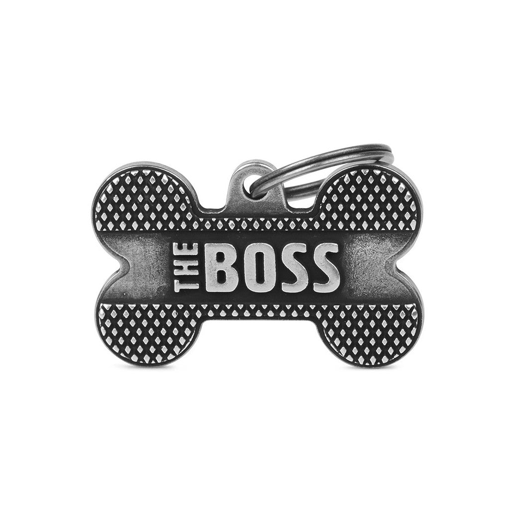 Placa ID Bronx The Boss Extra Grande en Forma de Hueso para Perros