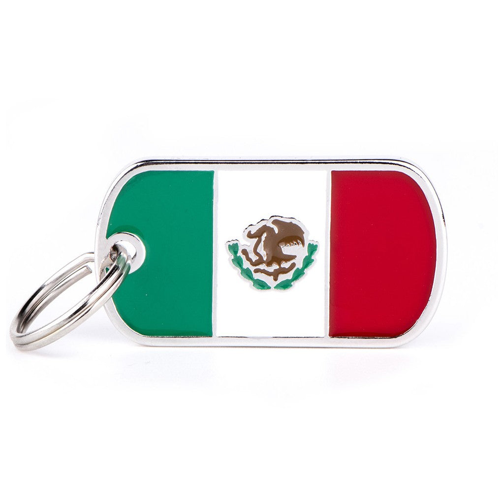Placa ID en Forma de Bandera de Mexico para Perros