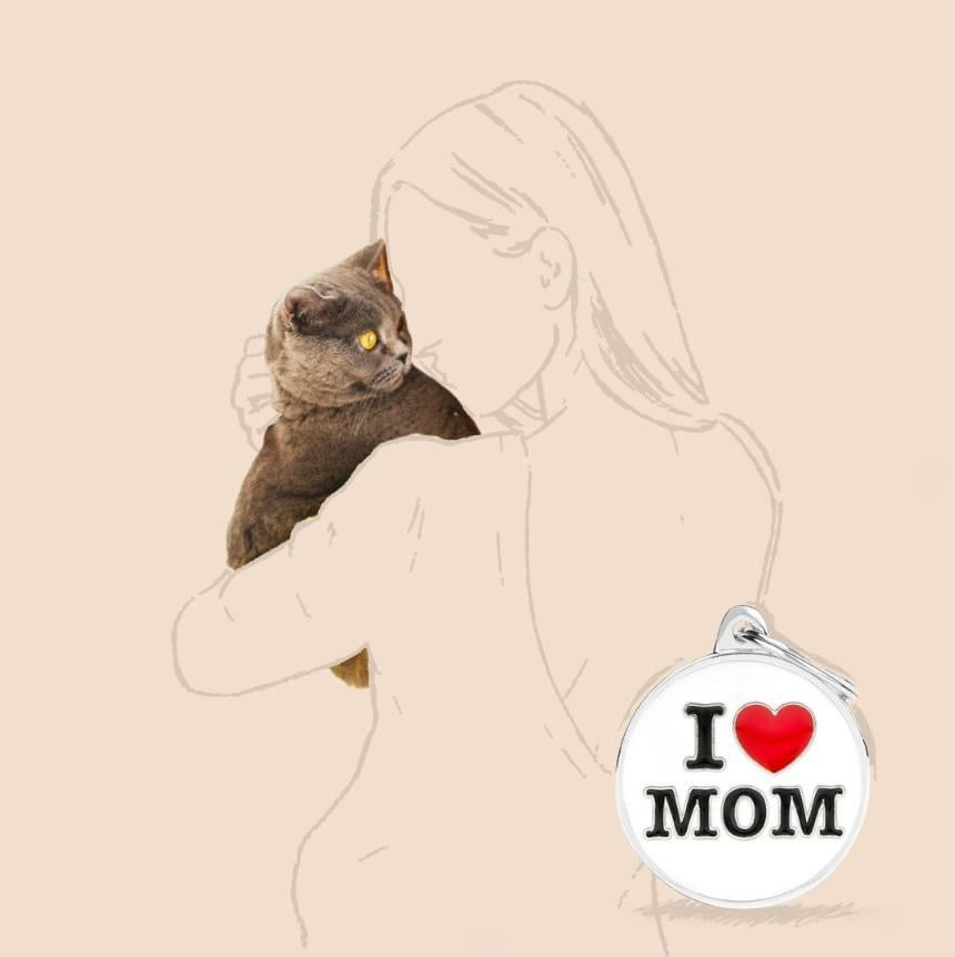 Placa ID Mediana I Love Mom para Perros