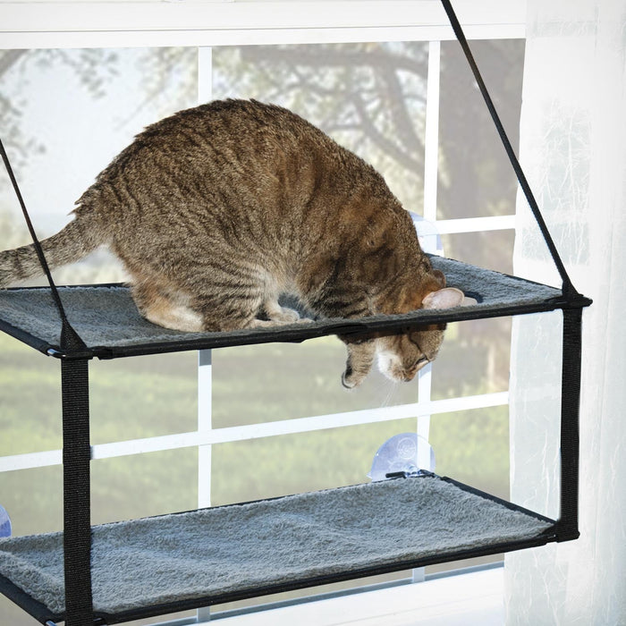 Cama de Ventana Doble para Gato EZ Mount Window Kitty Sill Double Stack - Gris (Gray) | K&H