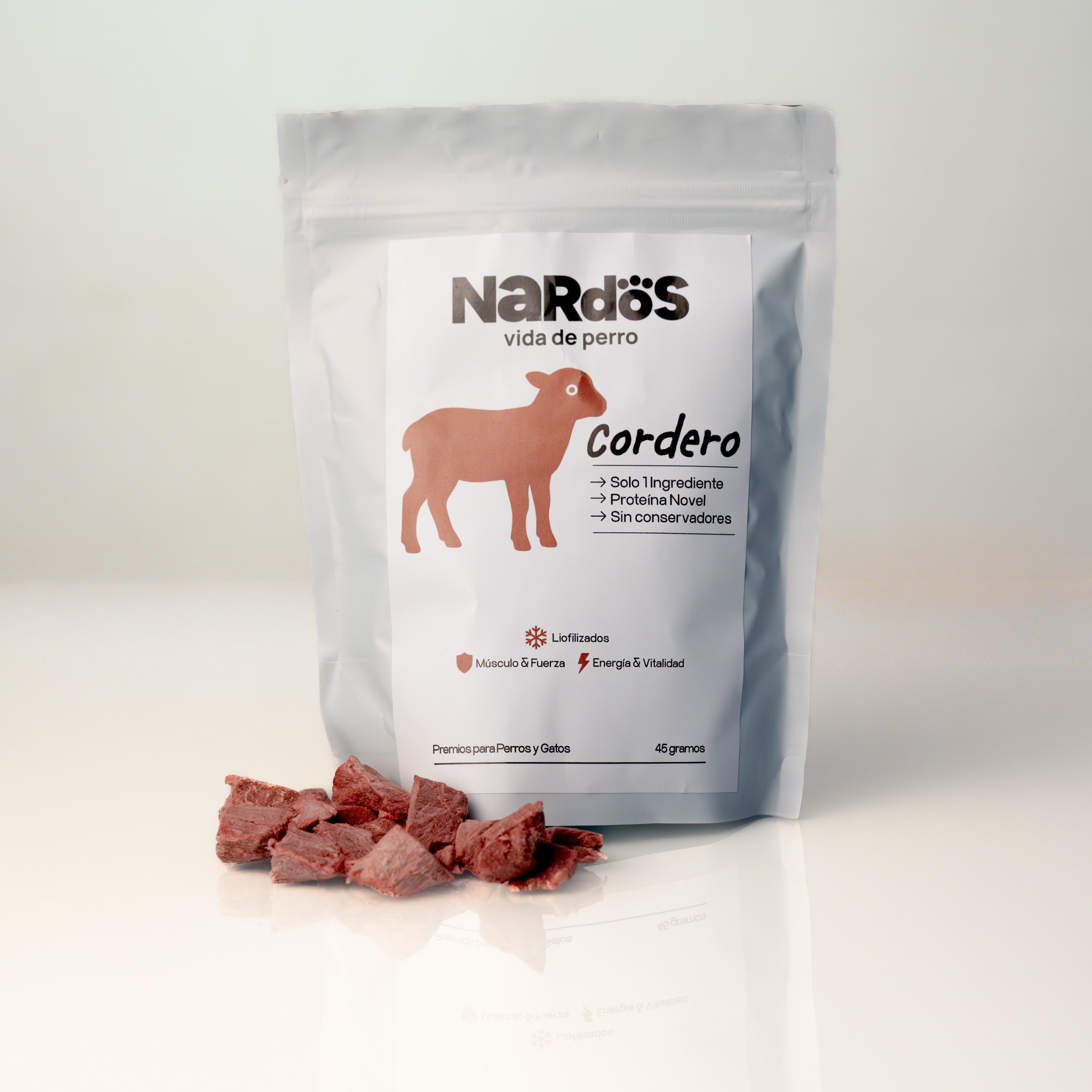 Trozos de Cordero Liofilizado — Proteína Novel Premium | Método Nardos™