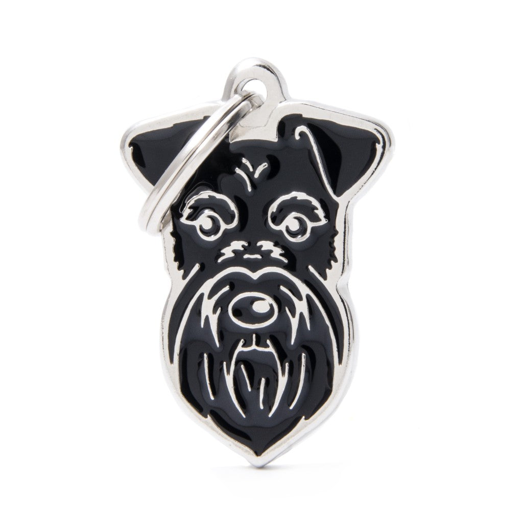 Placa ID en Forma de Schnauzer Negro para Perros