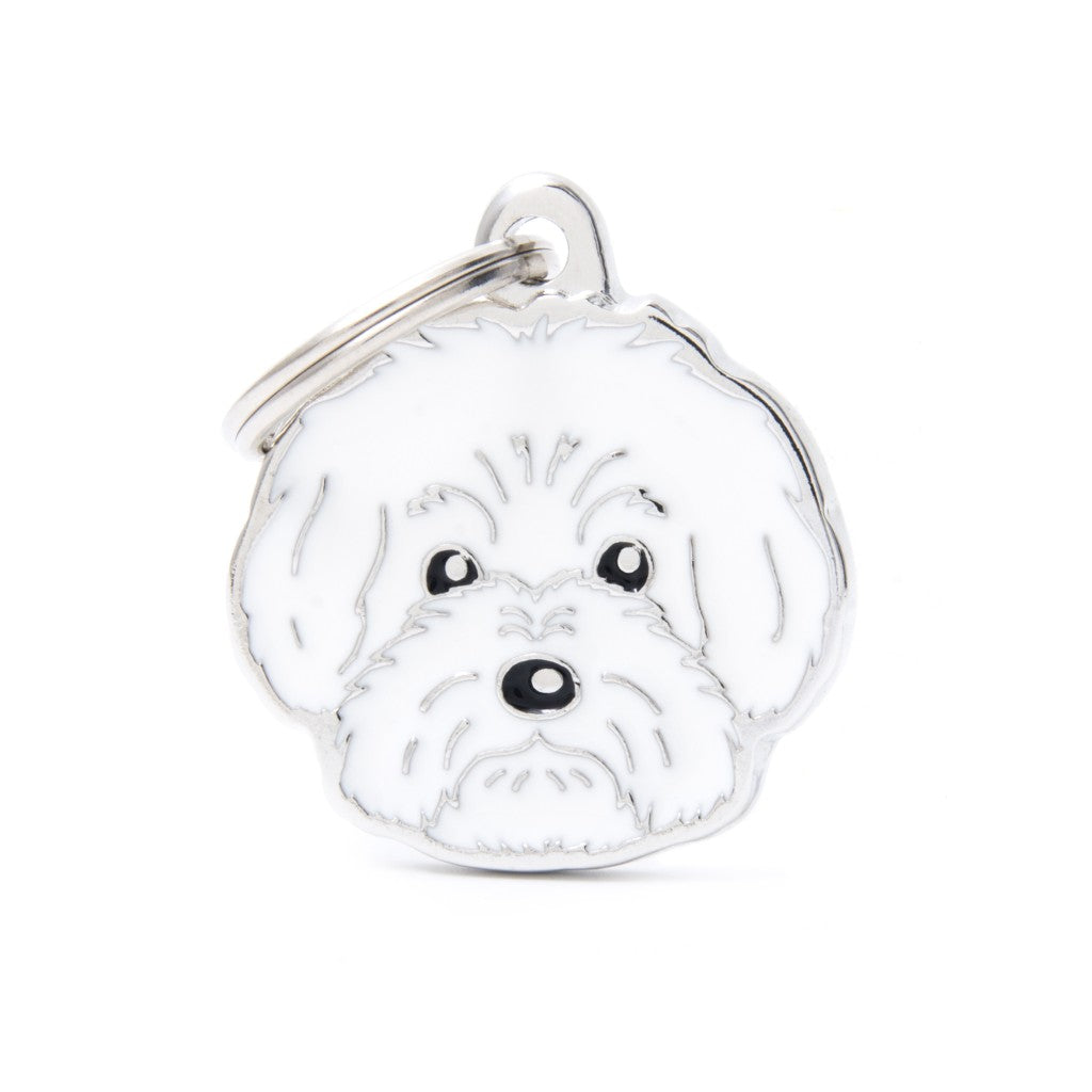 Placa ID en Forma de Bolognese para Perros — La Tienda de Frida & Chelsee