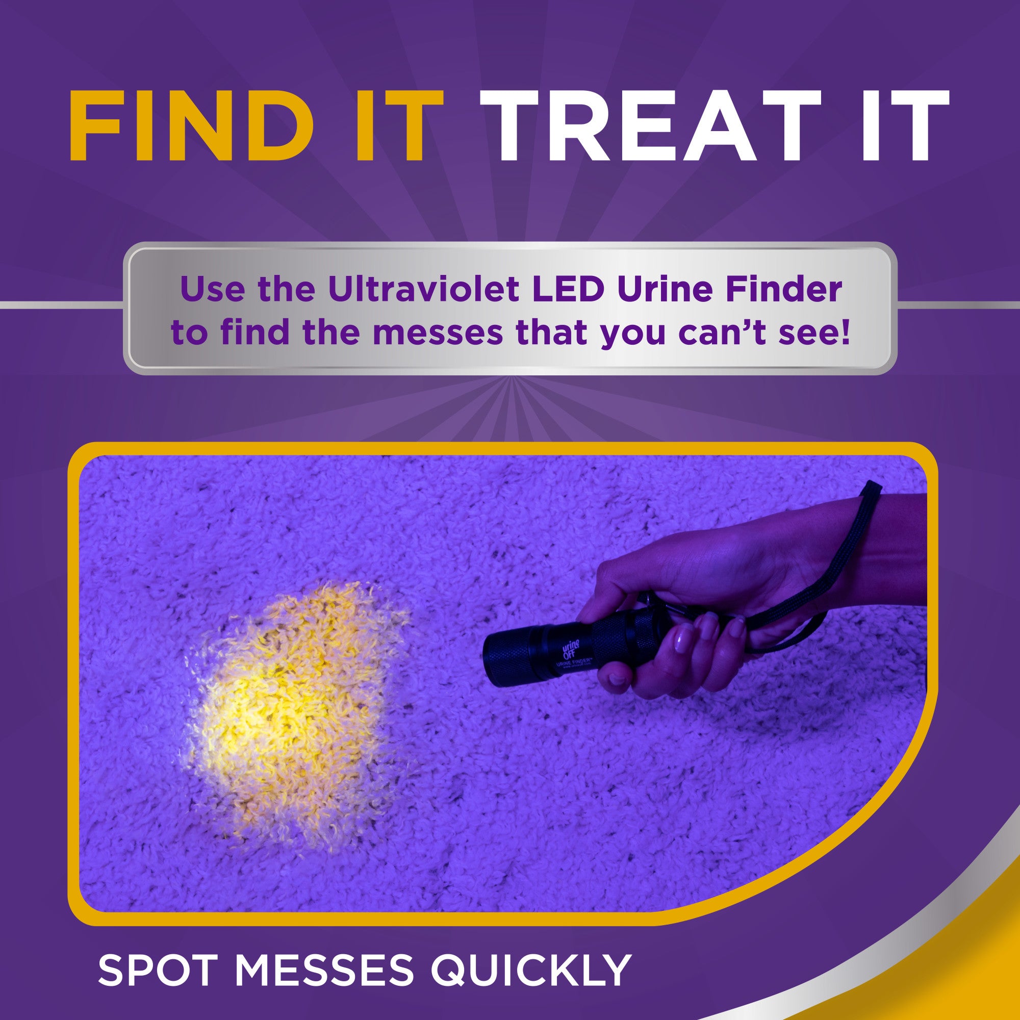 Linterna Detectora de Orina LED Ultravioleta Urine Finder™ | Urine Off