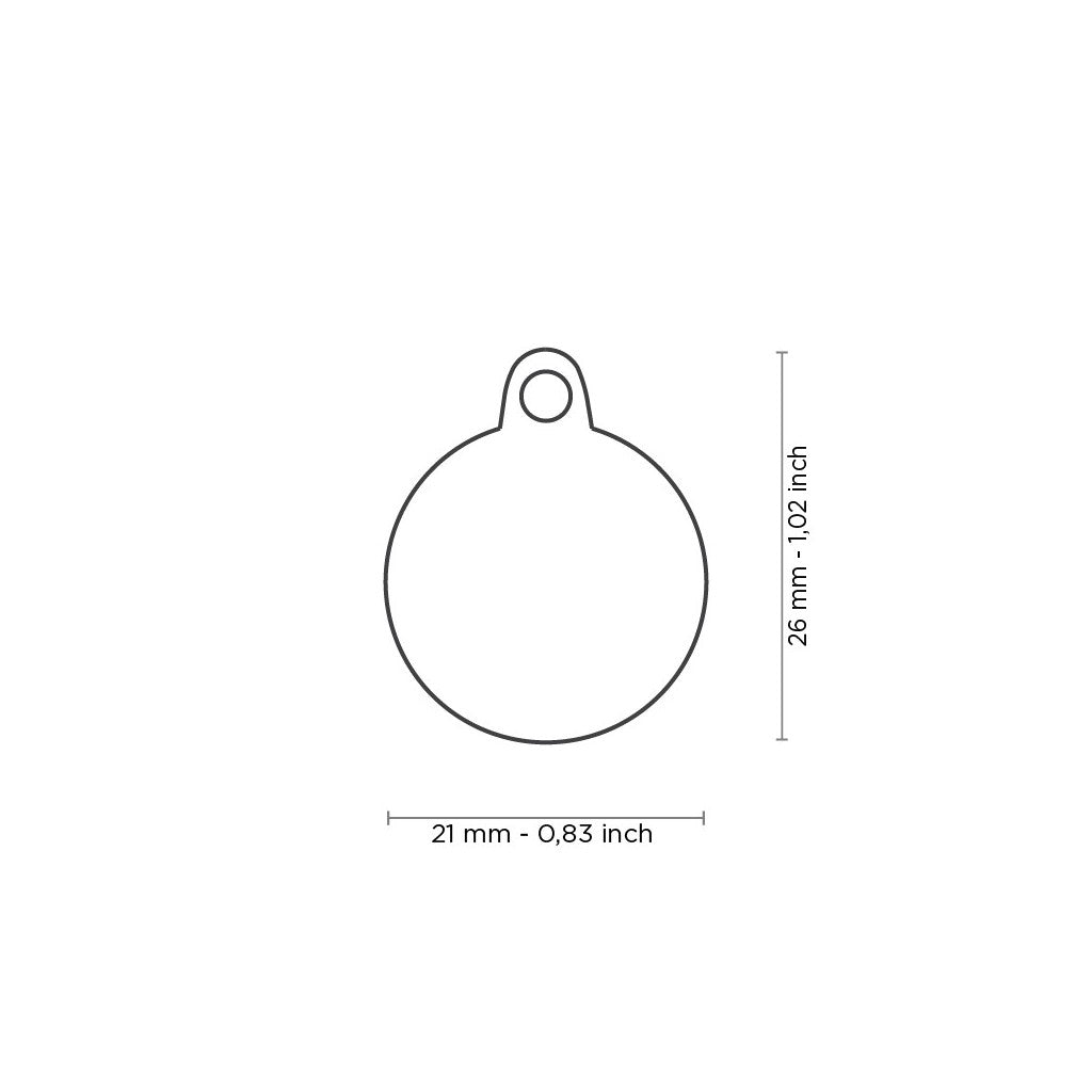 Diagrama de medida — Placa ID Glam Mediana Negra con Pata | MyFamily