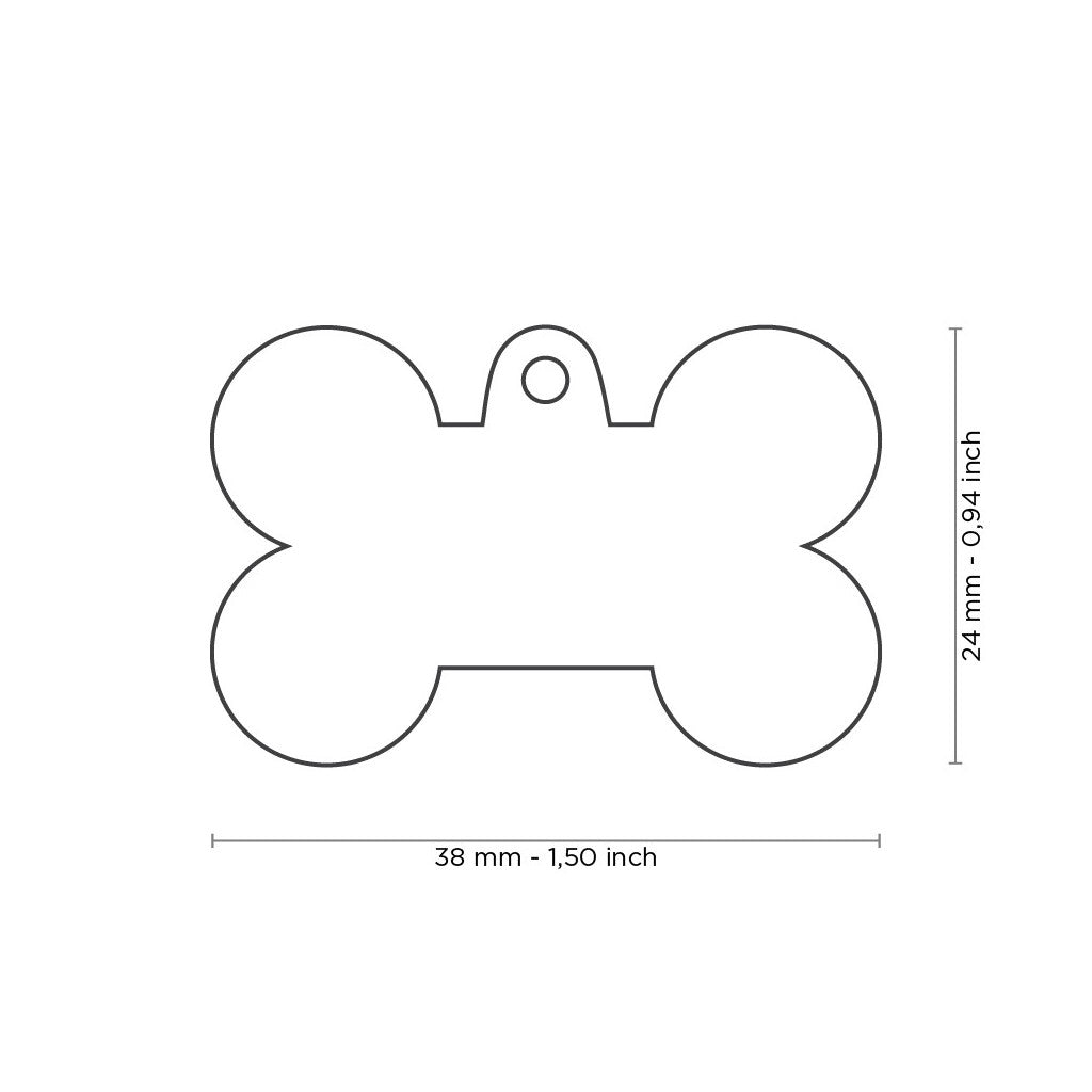 Diagrama de medida — Placa ID Bronx Grande Hueso Latón Inglés | MyFamily