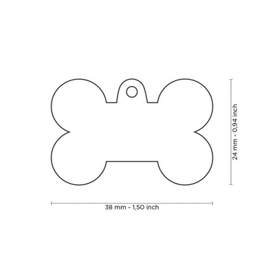 Diagrama de medida — Placa ID Bronx Grande Hueso Latón Inglés | MyFamily